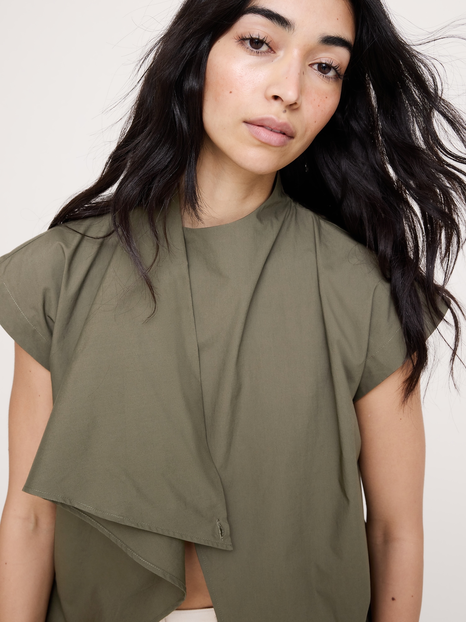 Image number 3 showing, Cotton Poplin Cowl Neck Tunic