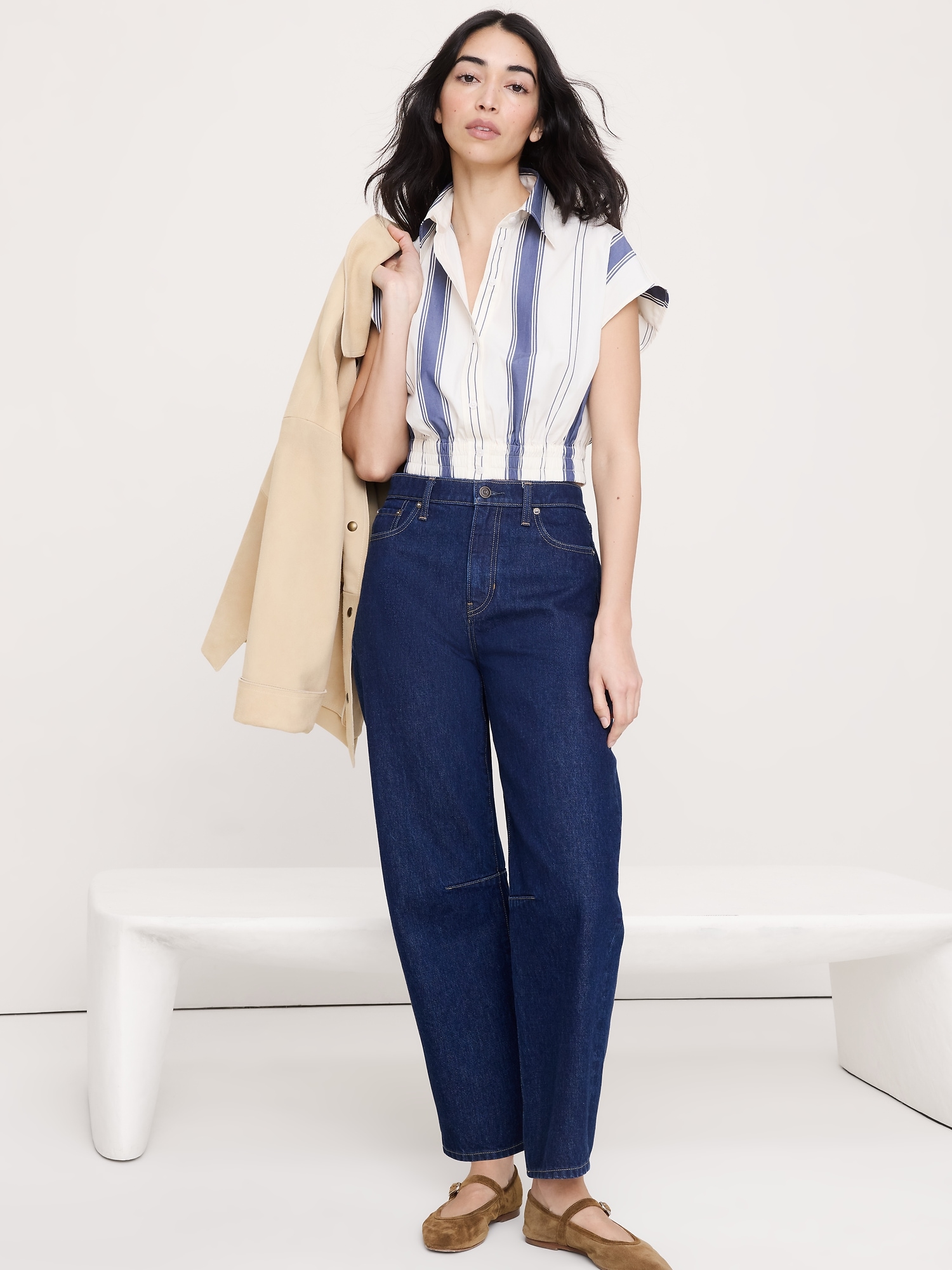 Image number 8 showing, Cotton Poplin Super-Cropped Shirt