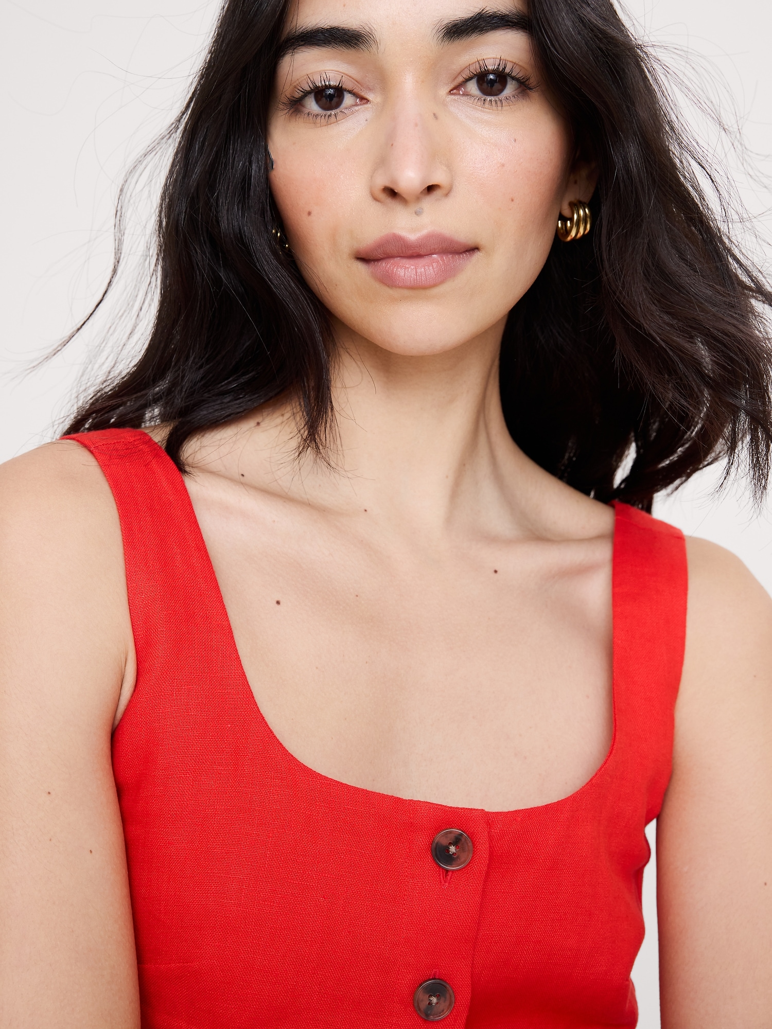 Image number 3 showing, Linen Square-Neck Cropped Tank