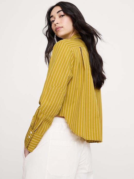 Image number 2 showing, Cropped Cotton Poplin Shirt with Elbow Patches