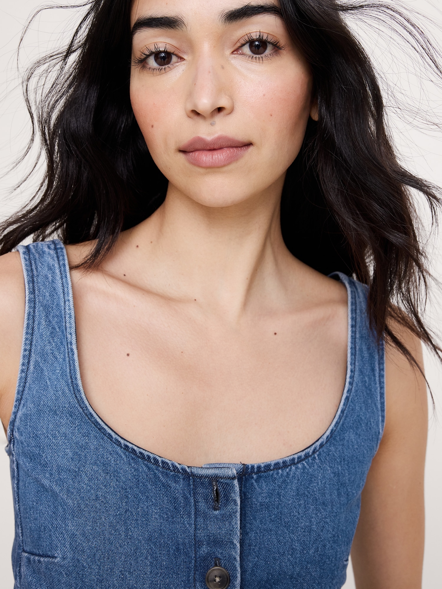 Image number 2 showing, Denim Square-Neck Cropped Tank