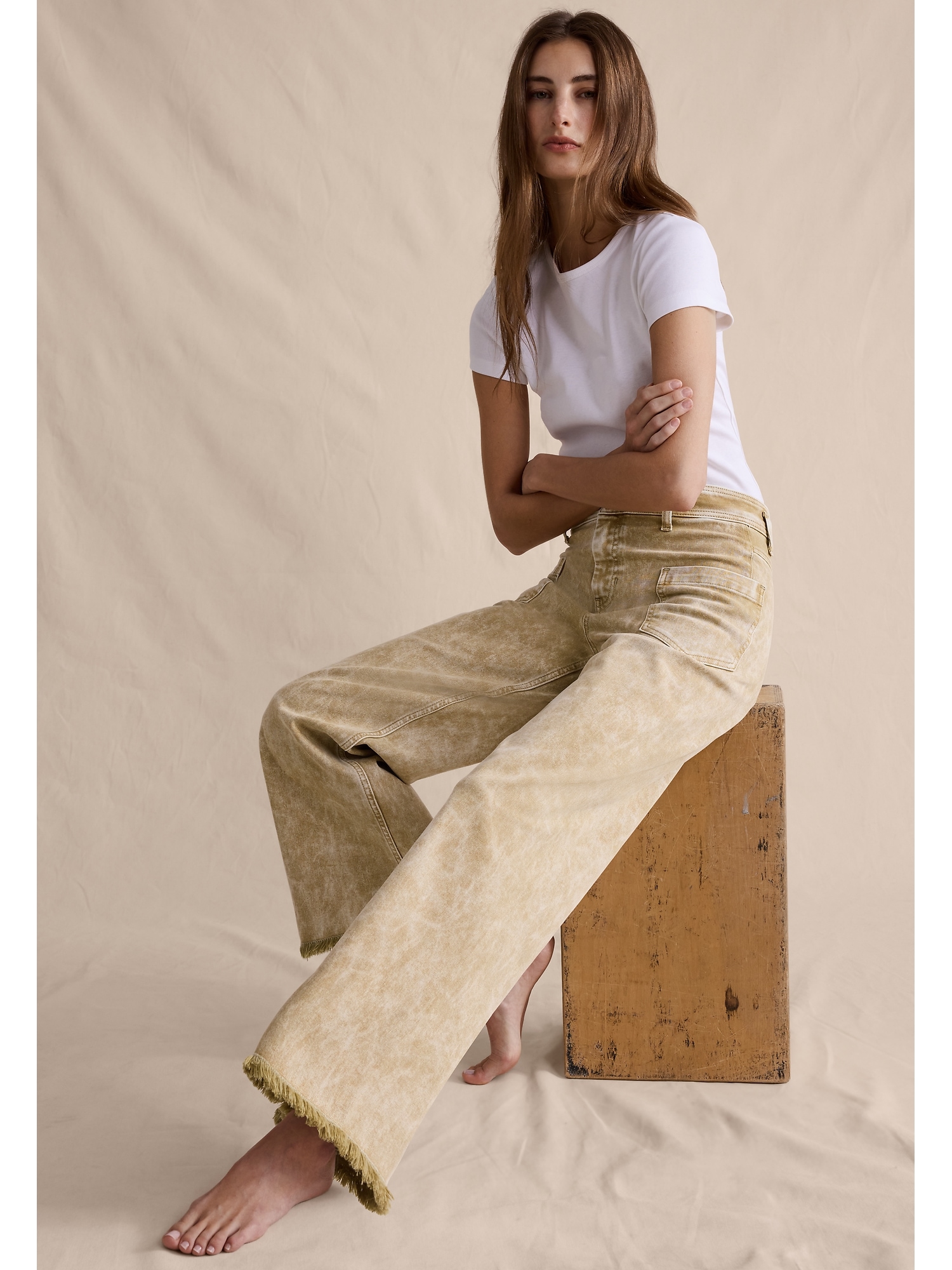 Image number 7 showing, High-Rise Wide-Leg Jean with Raw Hem