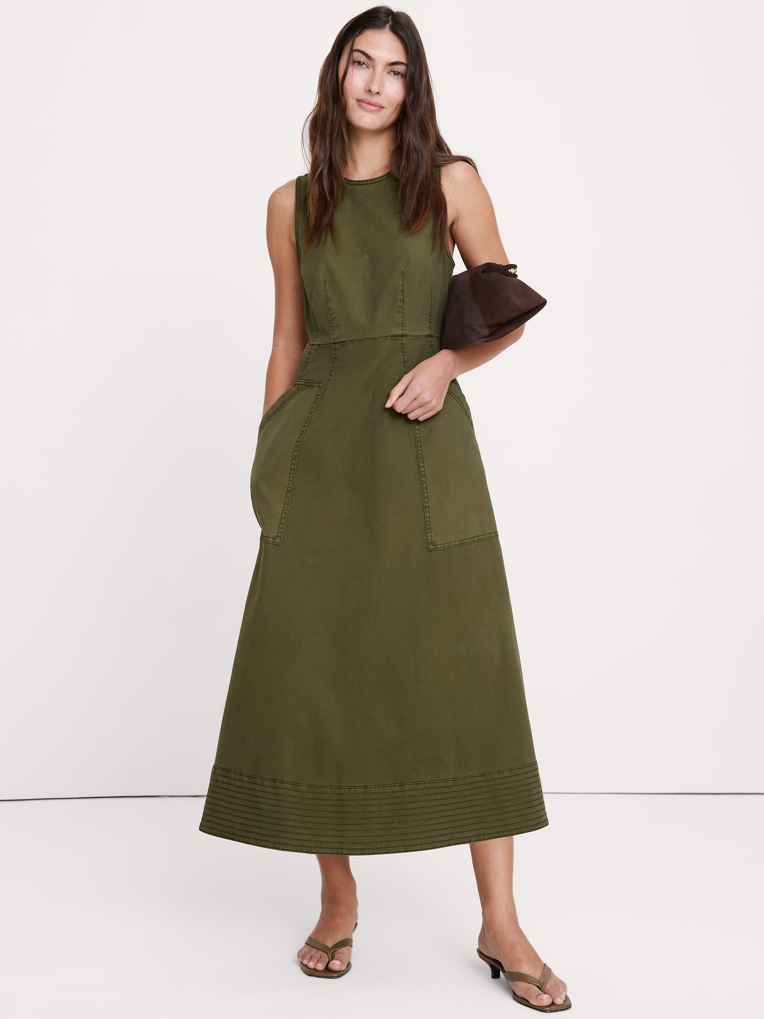 Image number 1 showing, Cotton Canvas Utility Pocket Maxi Dress