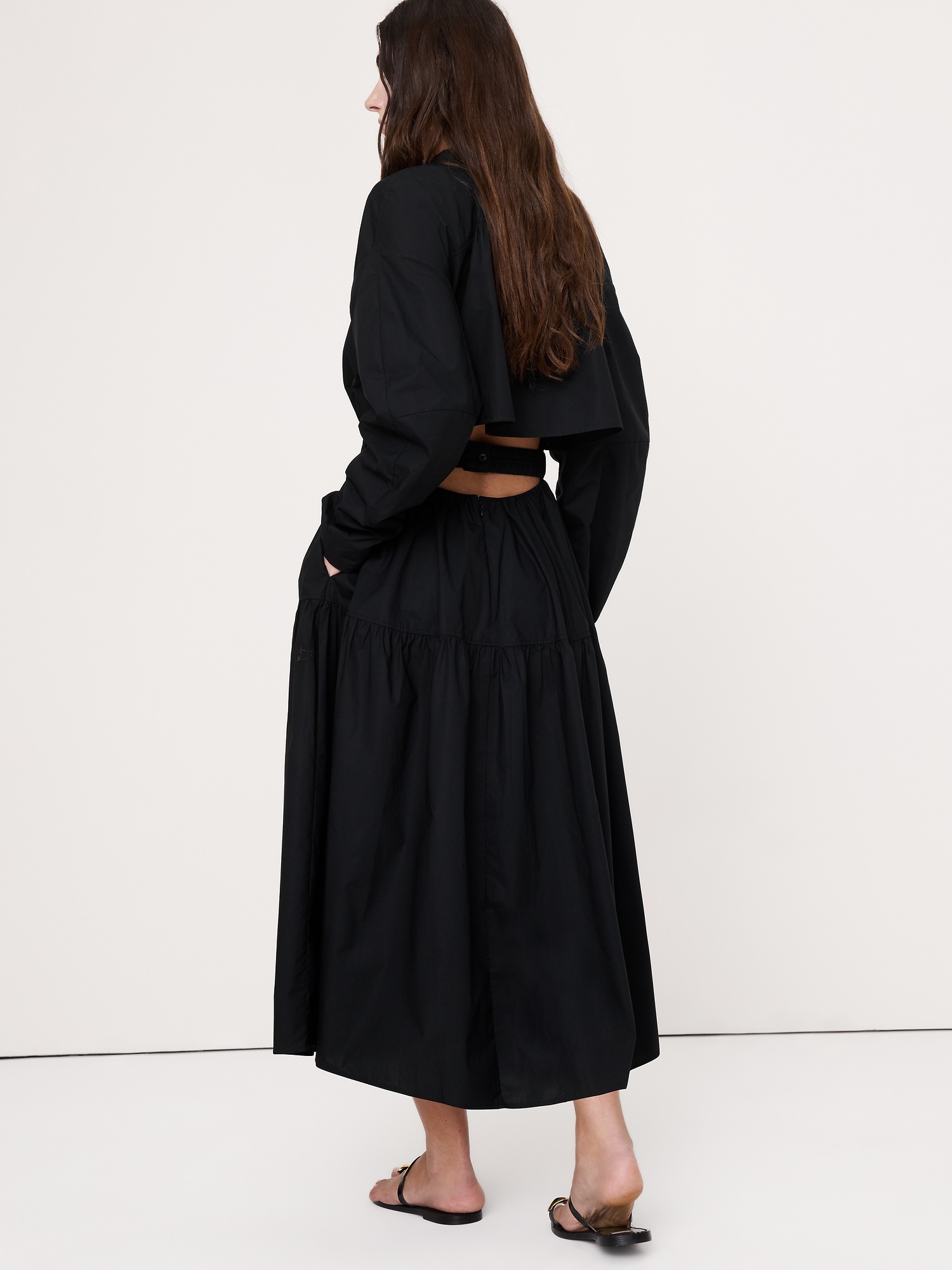 Image number 7 showing, Cotton Poplin Midi Shirt Dress with Open Back
