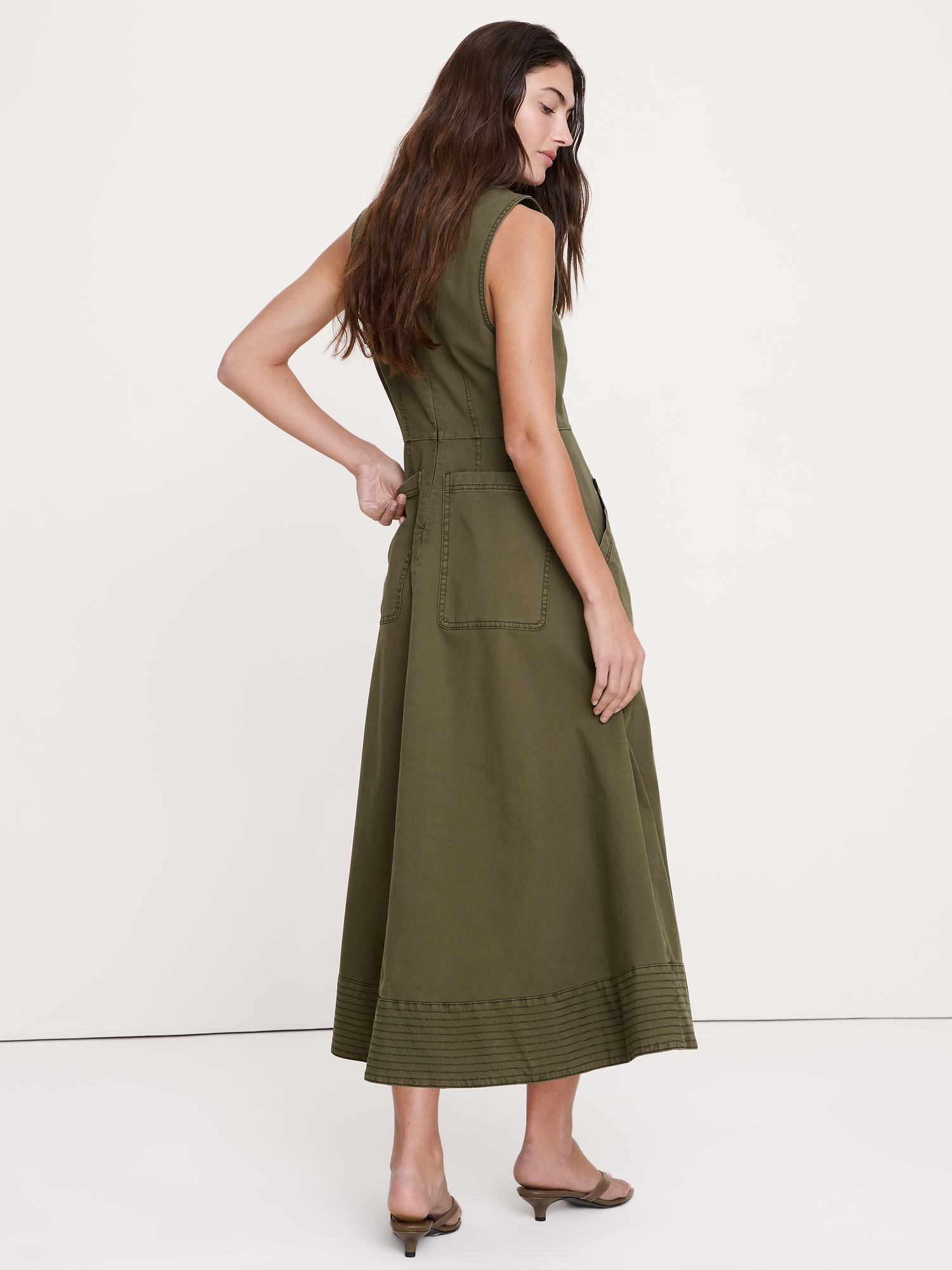 Image number 3 showing, Cotton Canvas Utility Pocket Maxi Dress