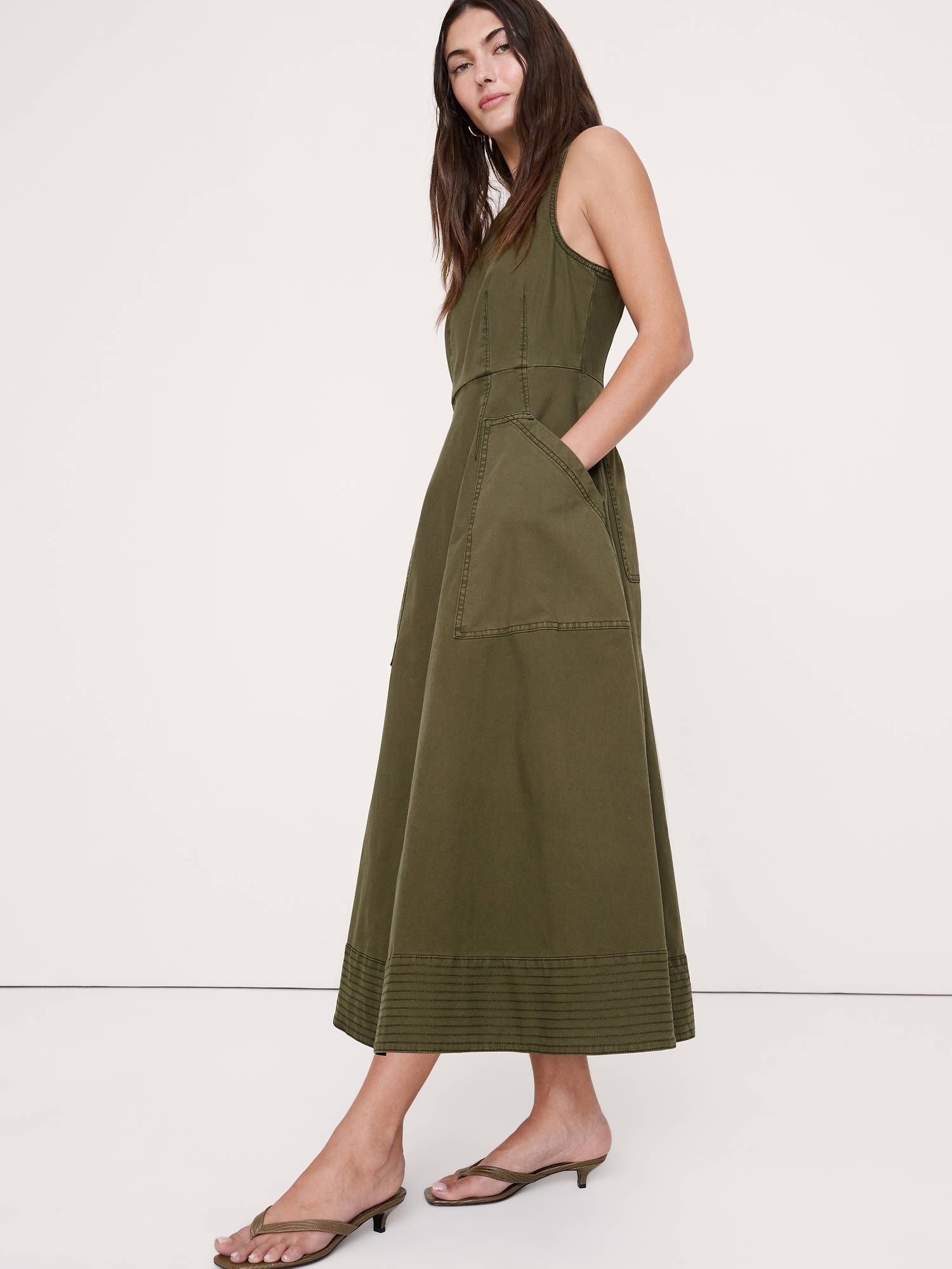 Image number 4 showing, Cotton Canvas Utility Pocket Maxi Dress