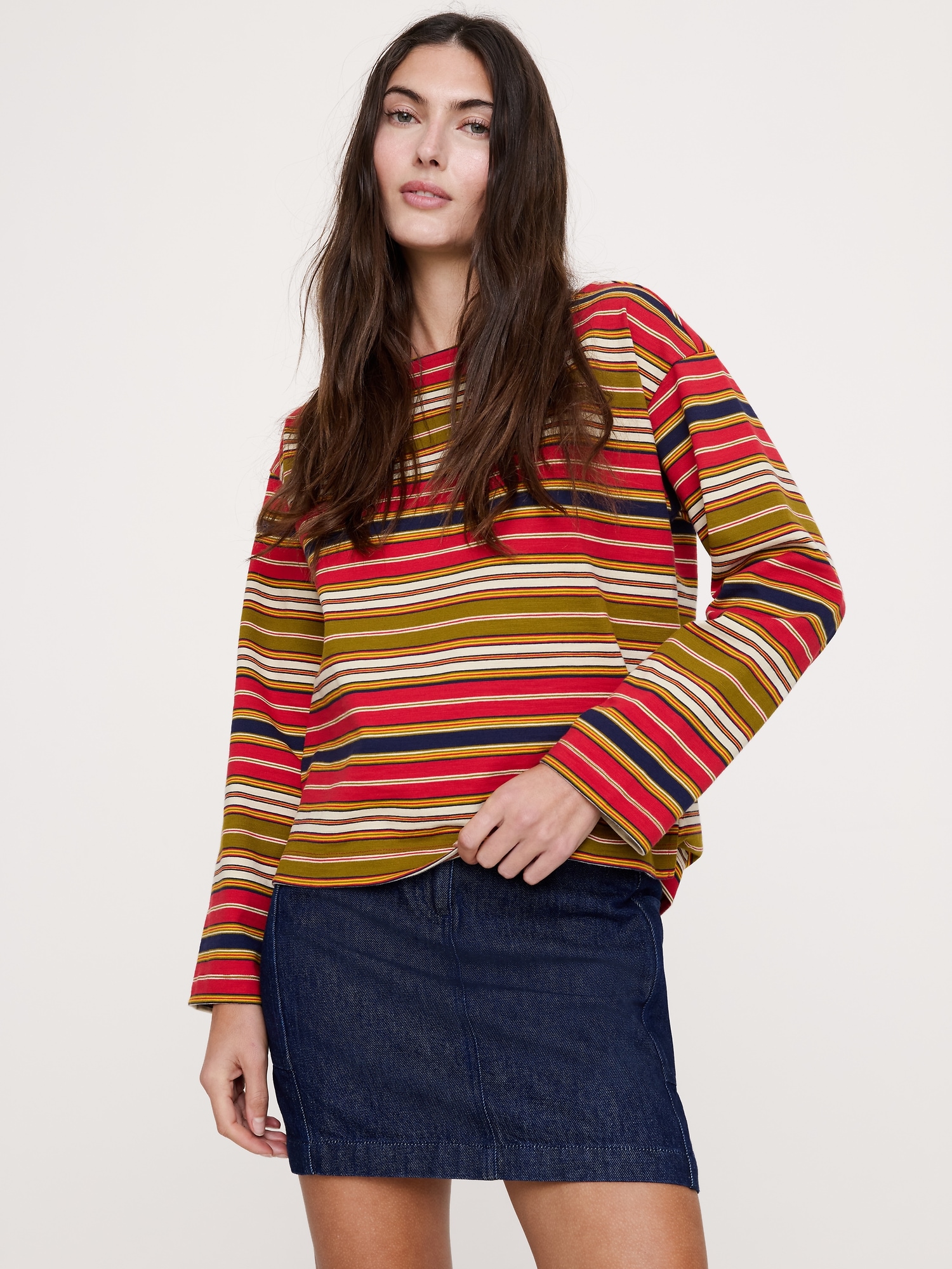 Image number 1 showing, Relaxed Cotton Boat-Neck Top