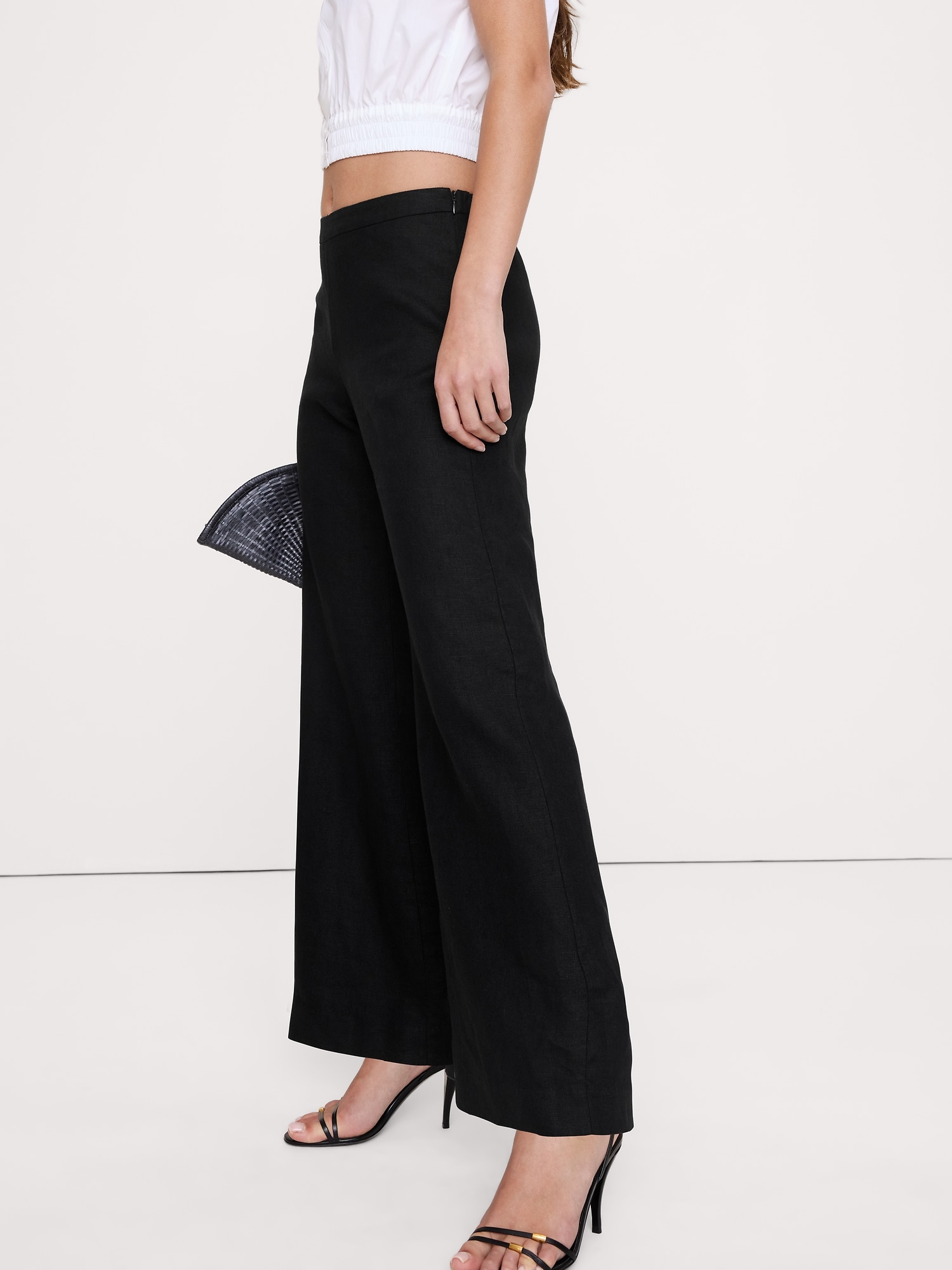 Image number 4 showing, Mid-Rise Kick-Flare Linen Ankle Pant