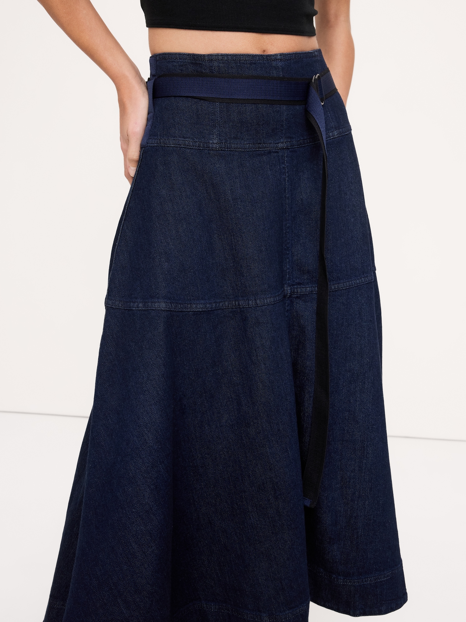 Image number 3 showing, Denim Belted Maxi Skirt