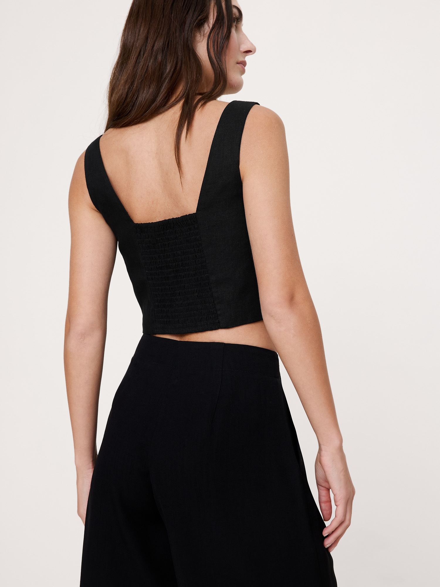 Image number 2 showing, Linen Square-Neck Cropped Tank