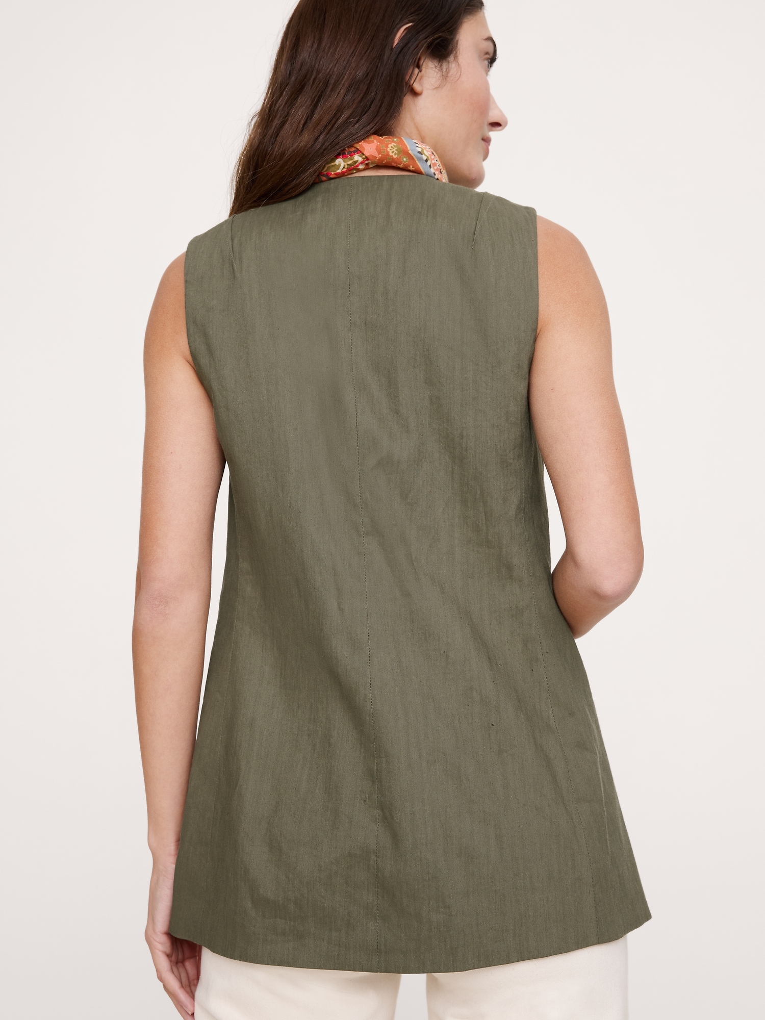 Image number 3 showing, Stretch Linen-Viscose Long Vest