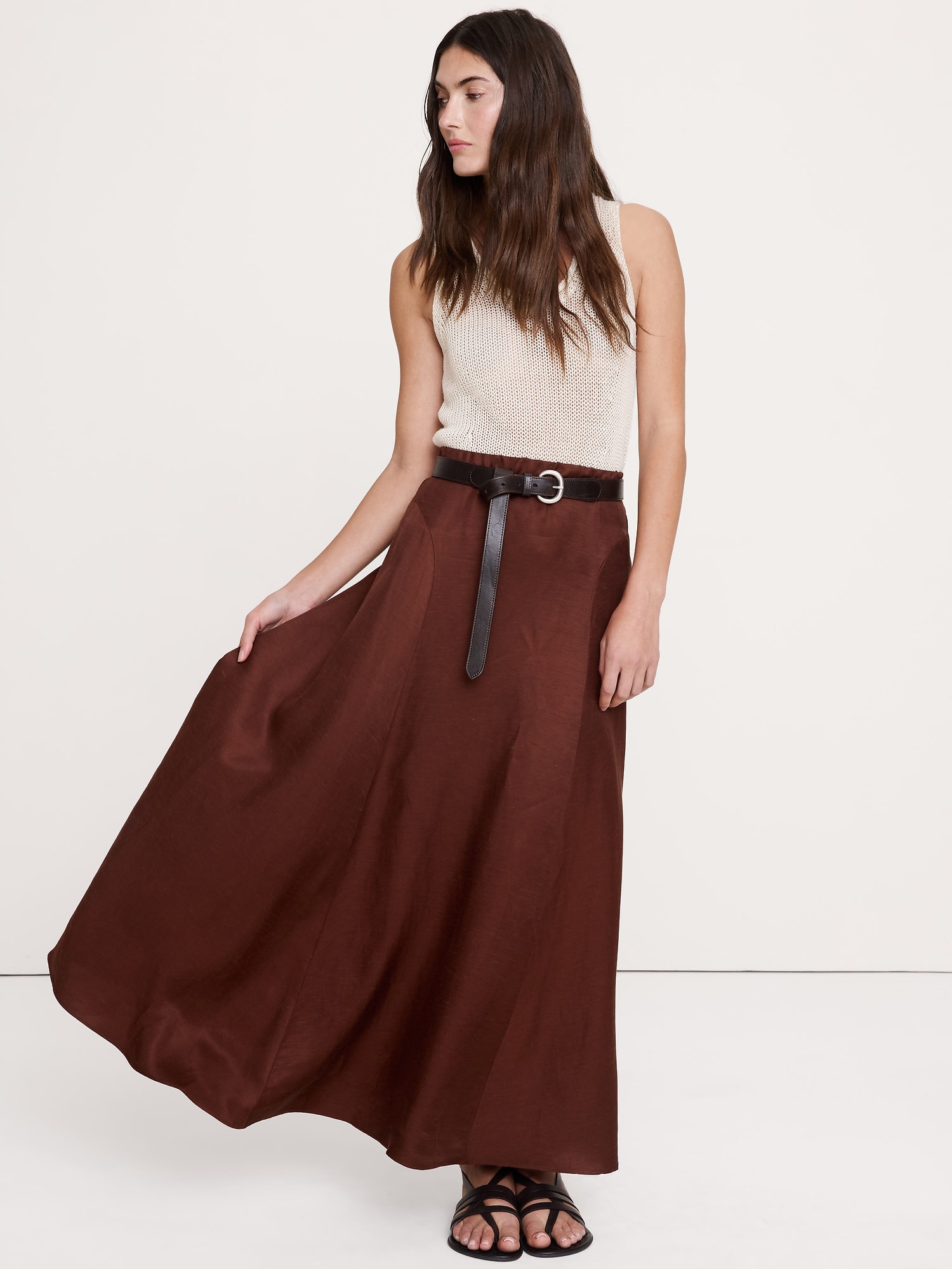 Image number 1 showing, Viscose-Linen Maxi Skirt