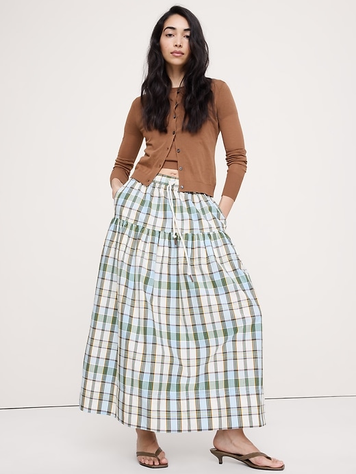 Cotton Poplin Tiered Maxi Skirt