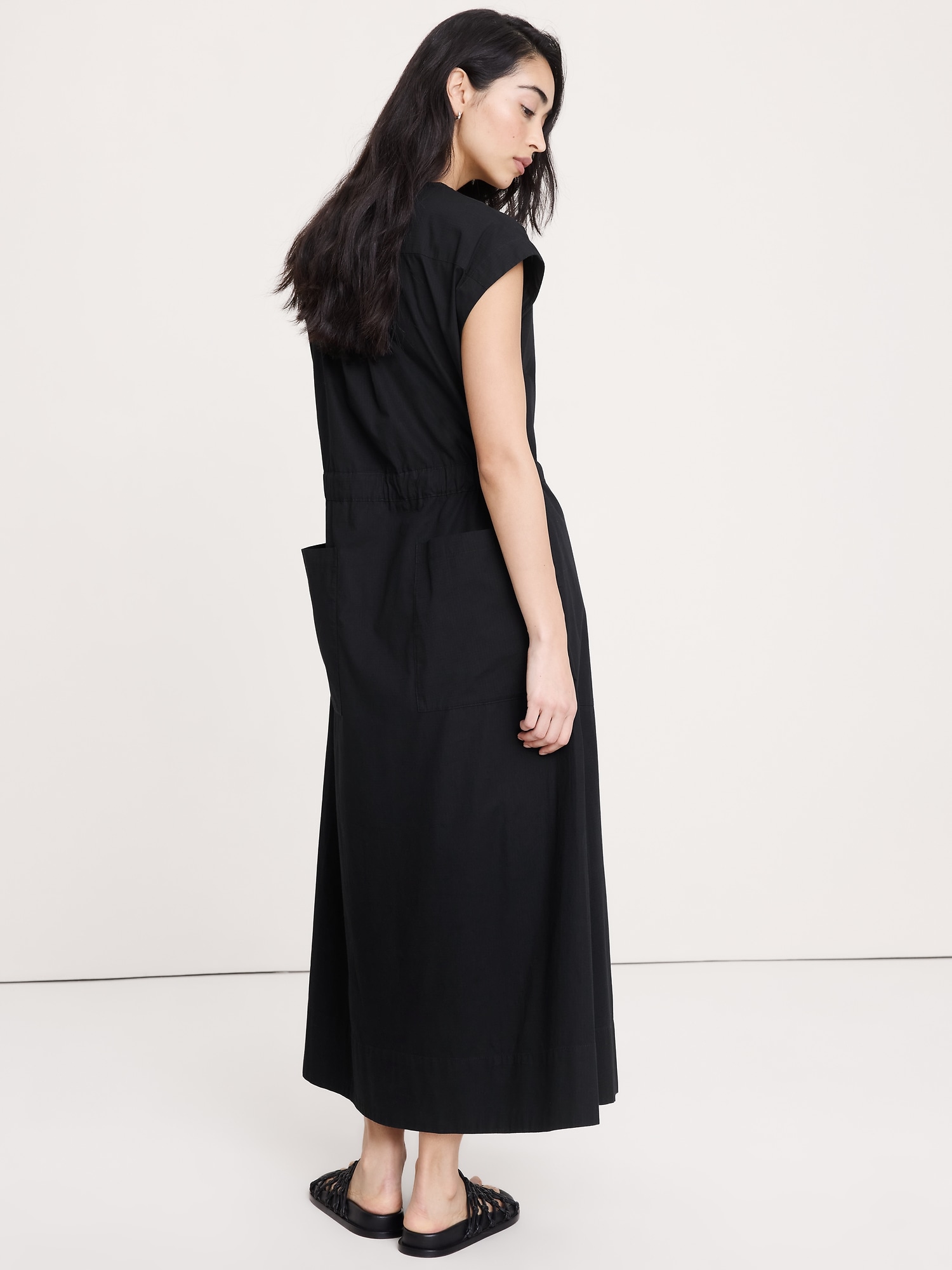 Image number 3 showing, Stretch-Cotton Tie-Waist Maxi Dress