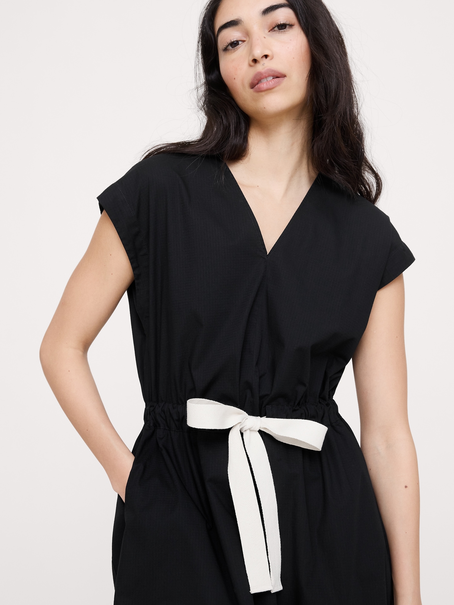 Image number 4 showing, Stretch-Cotton Tie-Waist Maxi Dress