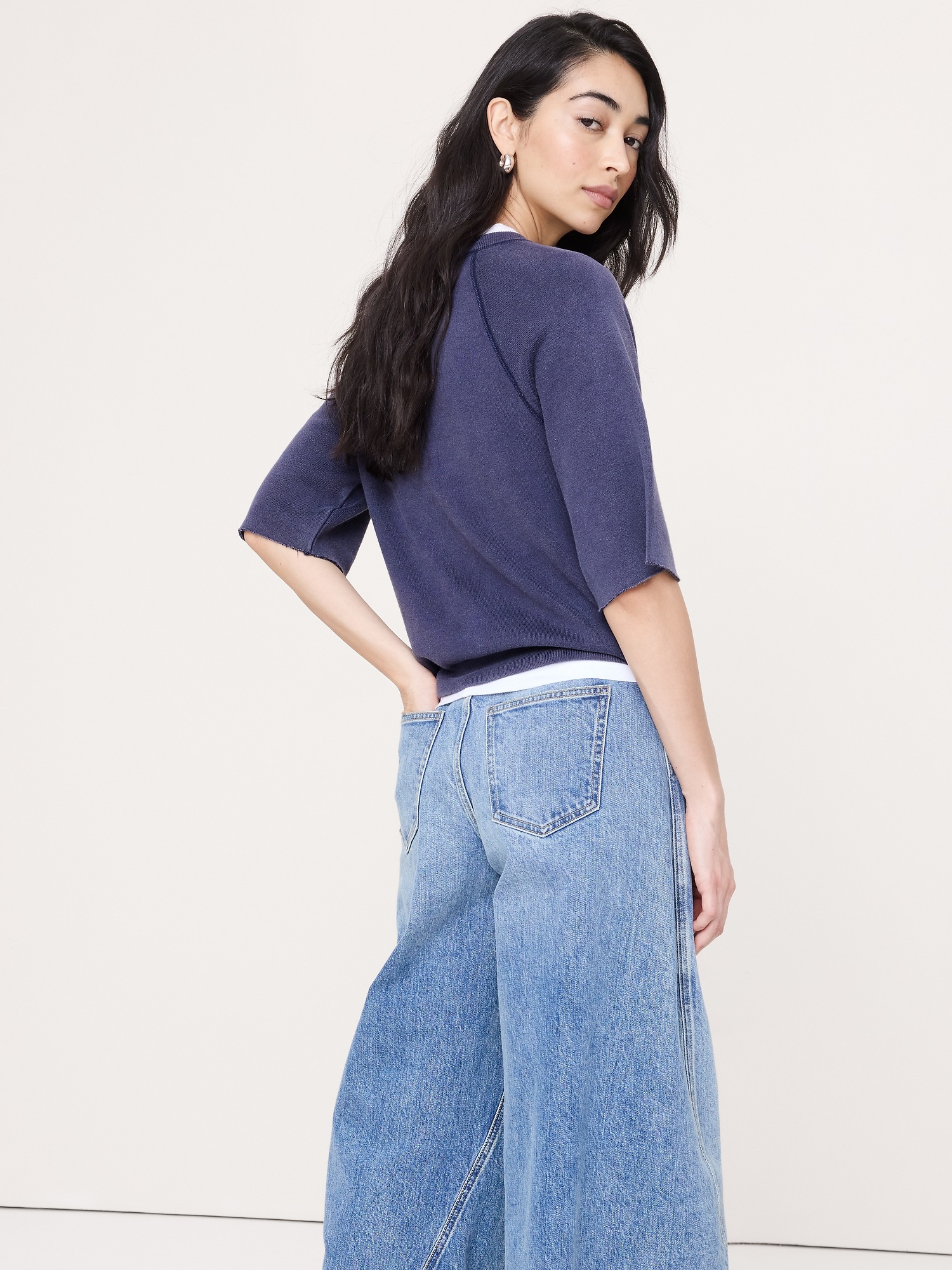 Женская толстовка Banana Republic Garment Dye Sweatshirt Tee, цвет: Синий — фото 2