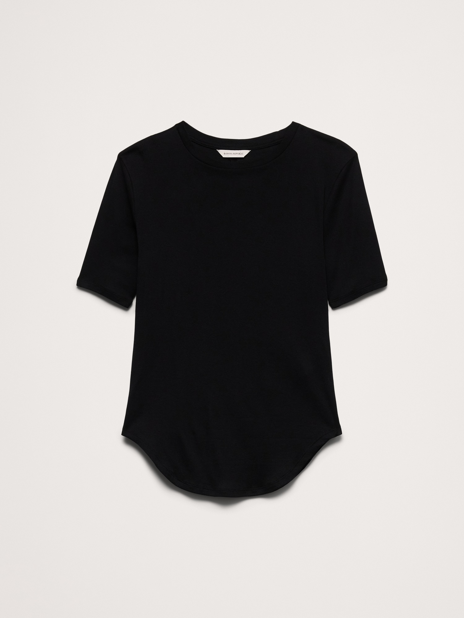 Женская футболка Banana Republic Airy Cotton Elbow-Sleeve, цвет: Чёрный — фото 4
