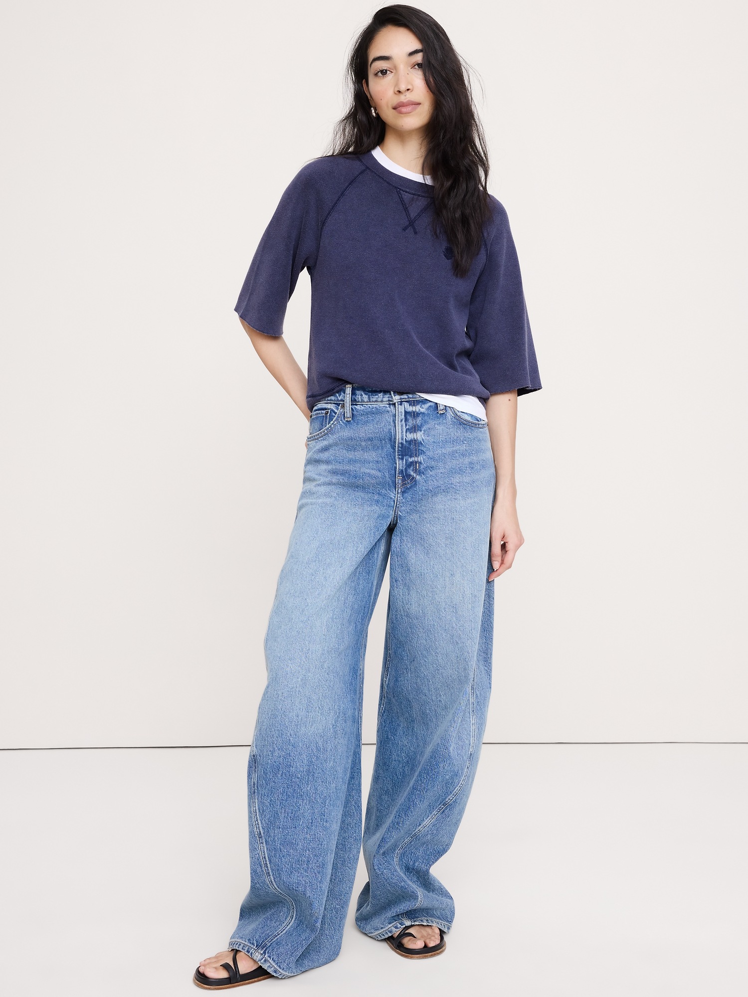 Женская толстовка Banana Republic Garment Dye Sweatshirt Tee, цвет: Синий — фото 3