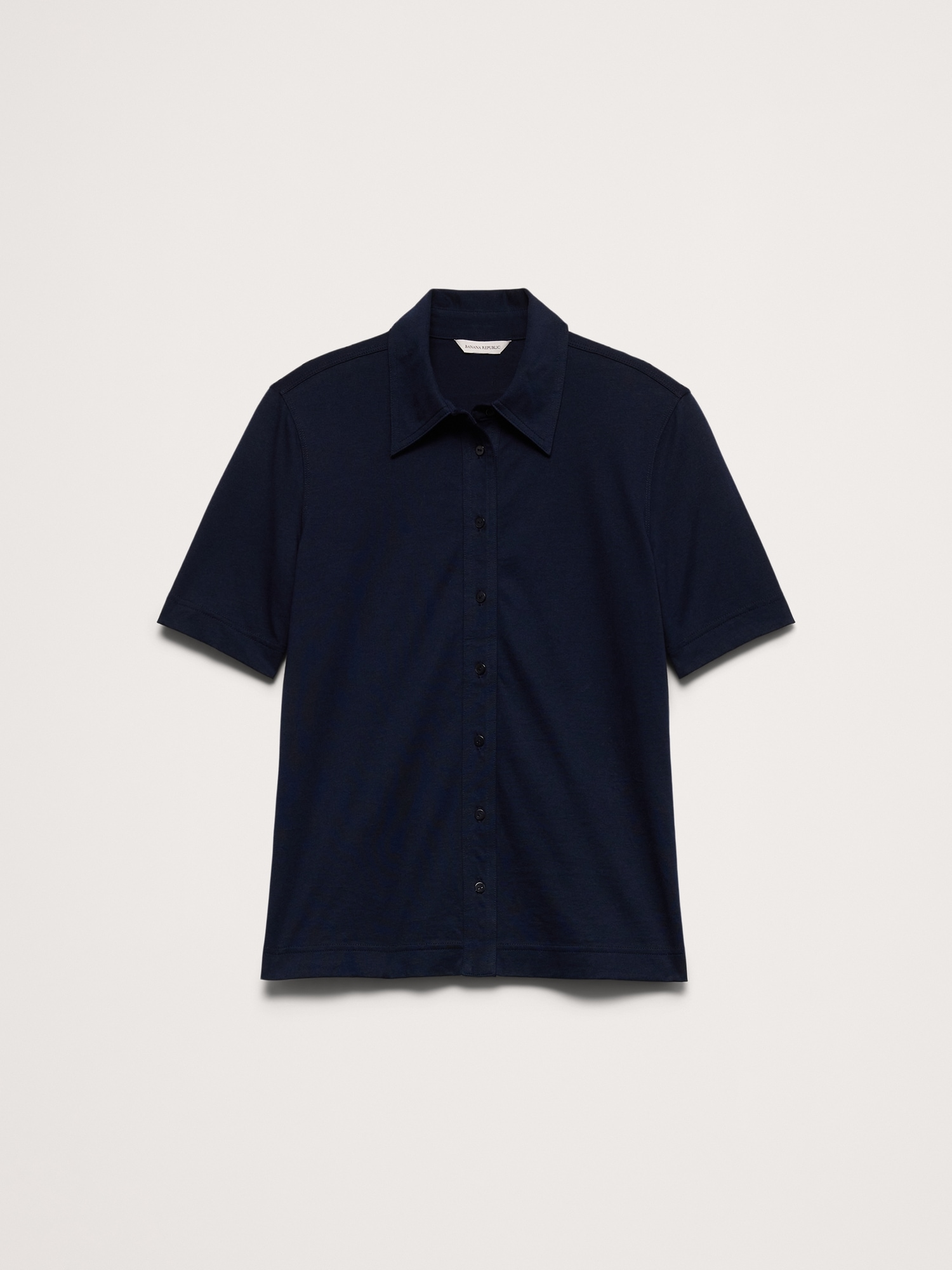Image number 2 showing, Silky Cotton Short-Sleeve Button-Down Top