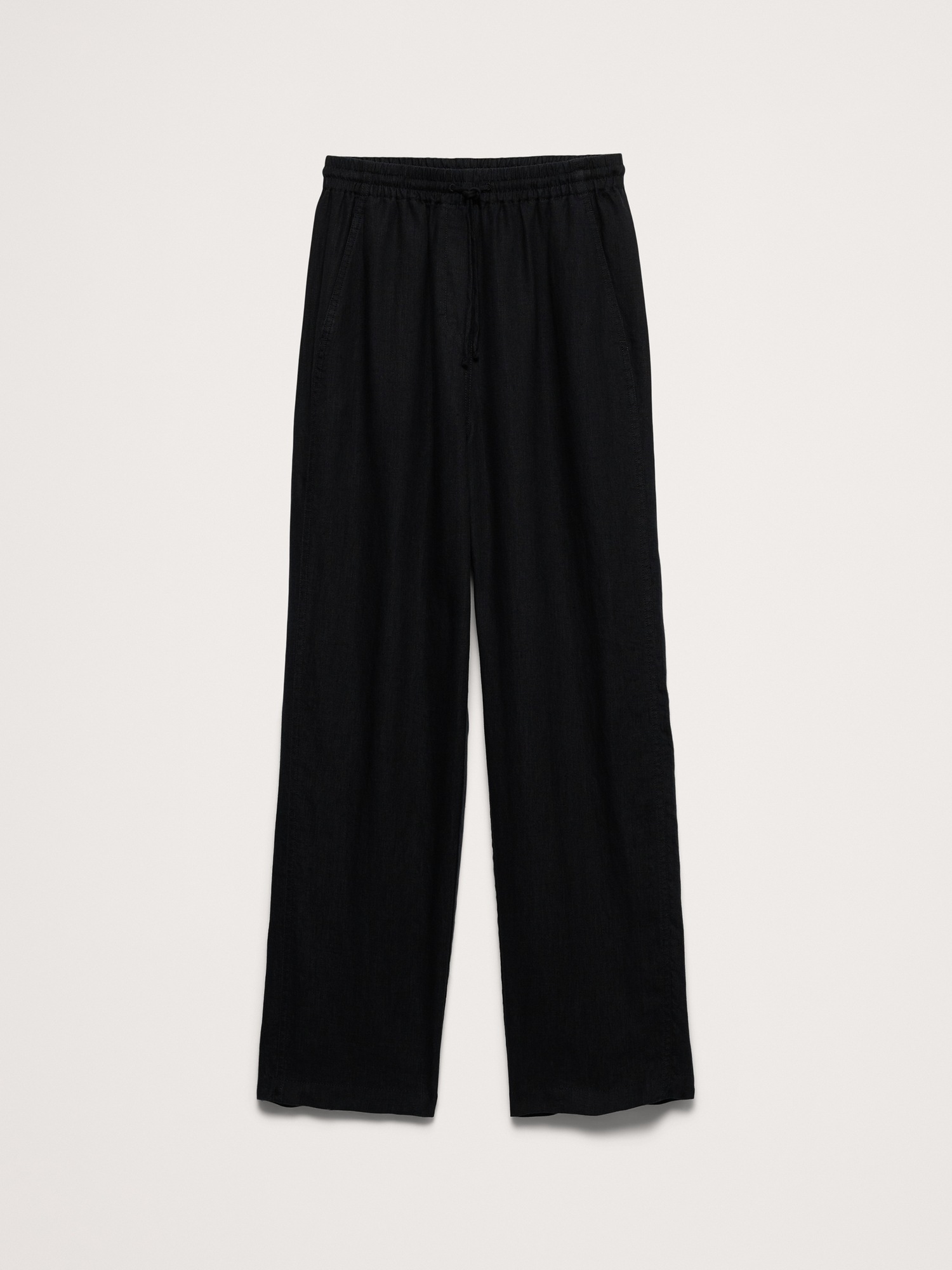Женские брюки Banana Republic The Getaway Straight-Leg Pull-On Pant in Linen, цвет: Чёрный — фото 4