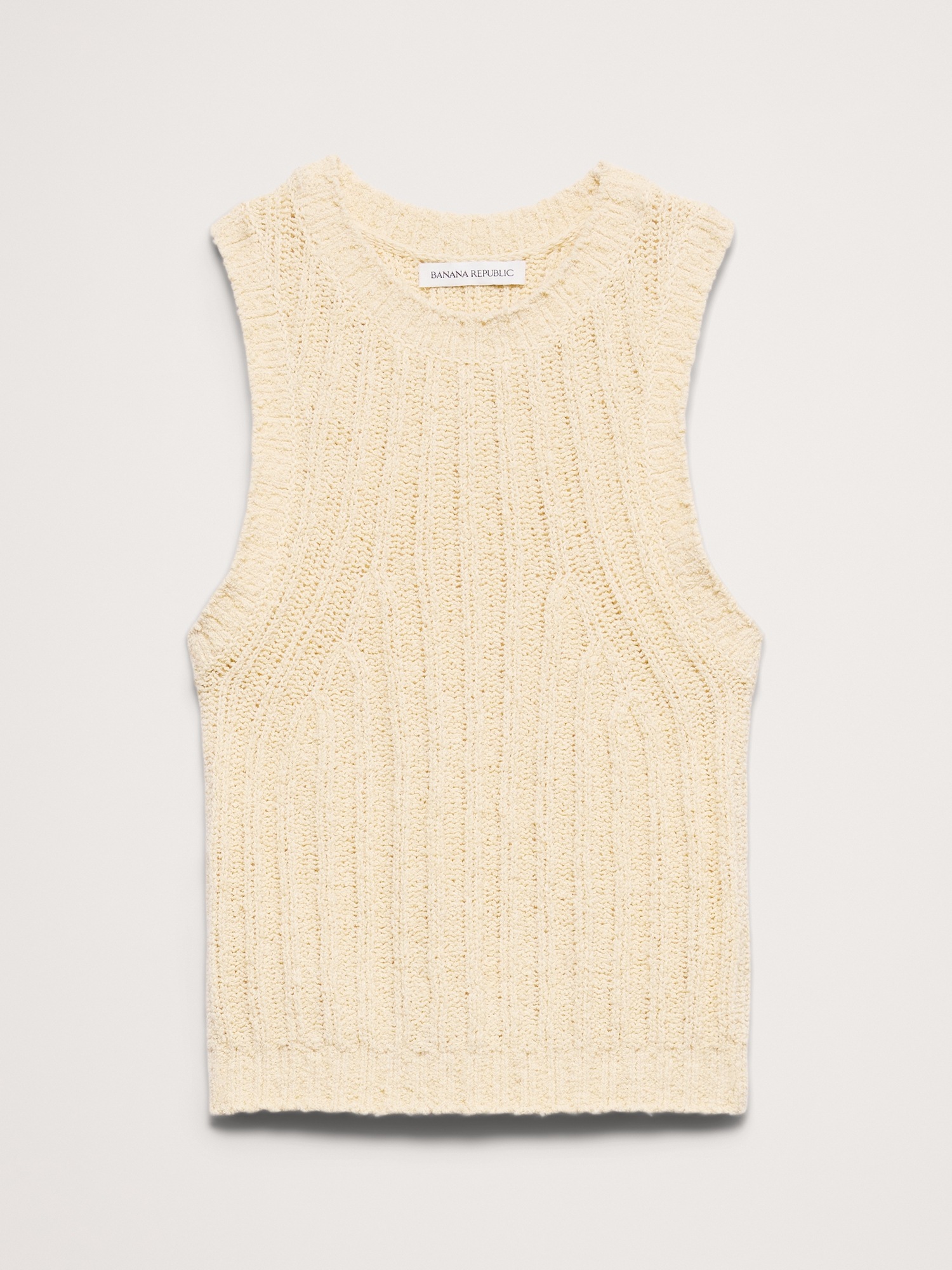 Женский свитер Banana Republic Bouclé Cotton Sweater Tank, цвет: Сливочный жёлтый — фото 2