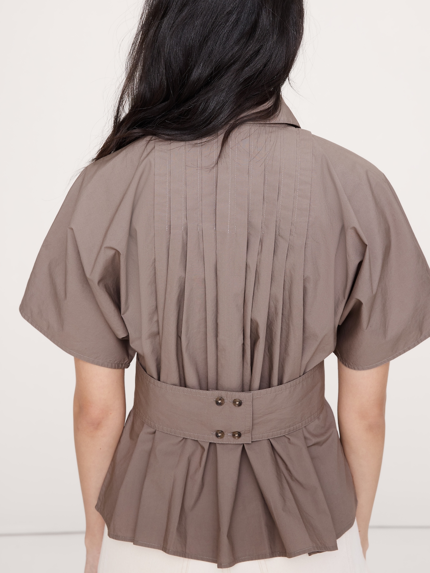 Image number 8 showing, Pleated Cotton Poplin Top