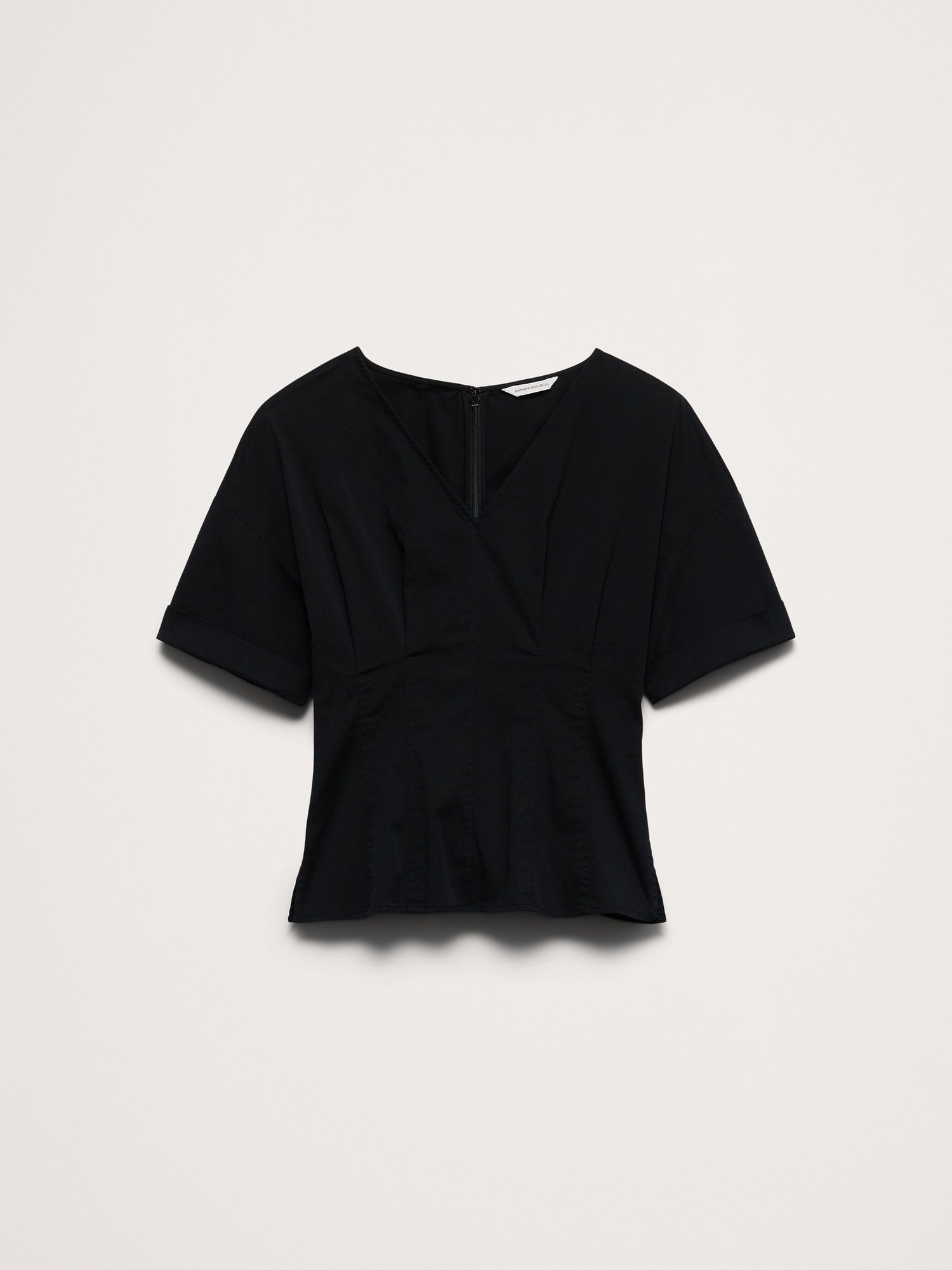 Женский топ Banana Republic Soft Cotton Fitted Waist Top, цвет: Чёрный — фото 4