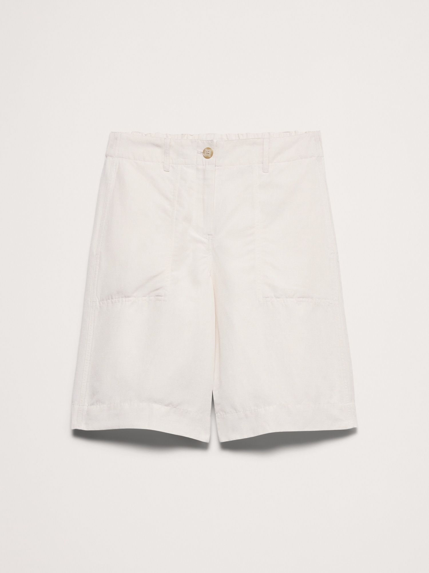 Женские шорты Banana Republic Mid-Rise Tencel™-Linen Bermuda Short, цвет: Кремовый белый — фото 4