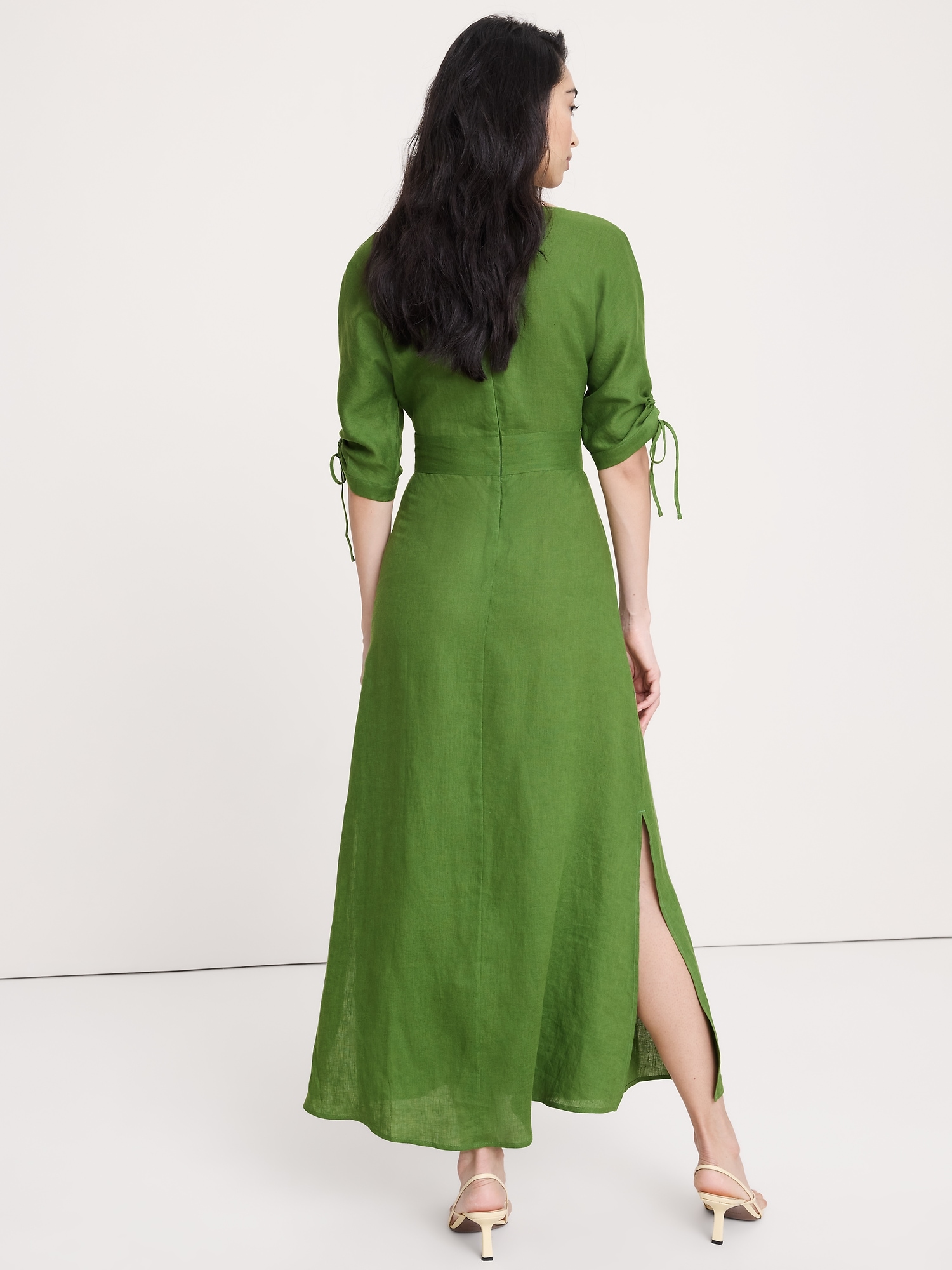 Image number 5 showing, Linen Tie-Sleeve Midi Dress
