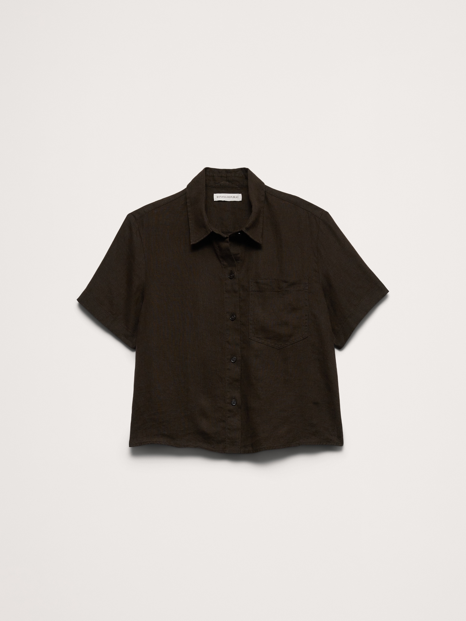 Image number 6 showing, Boxy Linen Cropped Shirt