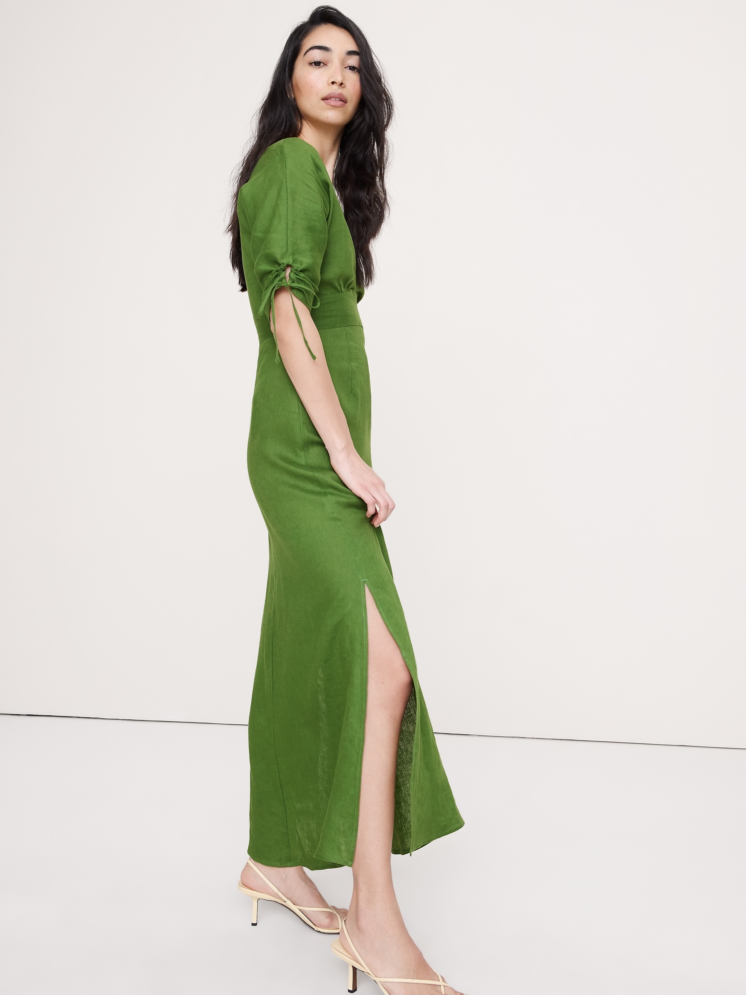 Image number 6 showing, Linen Tie-Sleeve Midi Dress