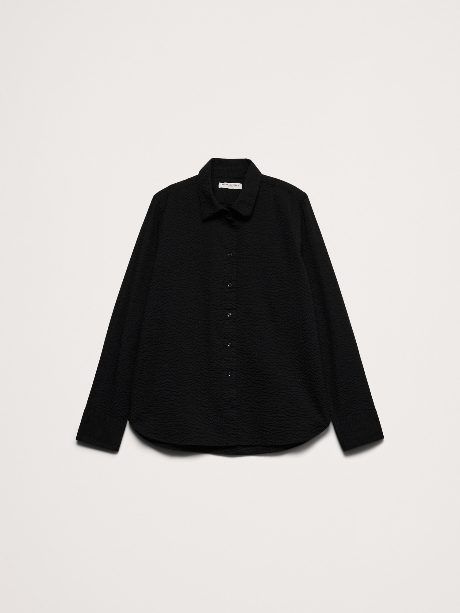 Женская рубашка Banana Republic The Everyday Shirt in Cotton Seersucker, цвет: Чёрный — фото 4