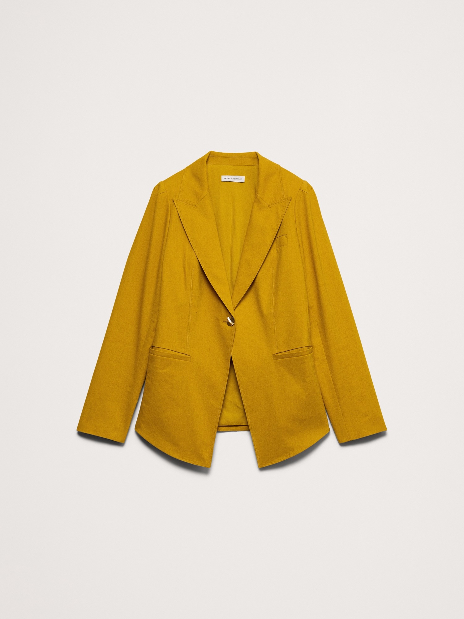 Женский пиджак Banana Republic Stretch Linen-Viscose Long Blazer, цвет: Золотой жёлтый — фото 4