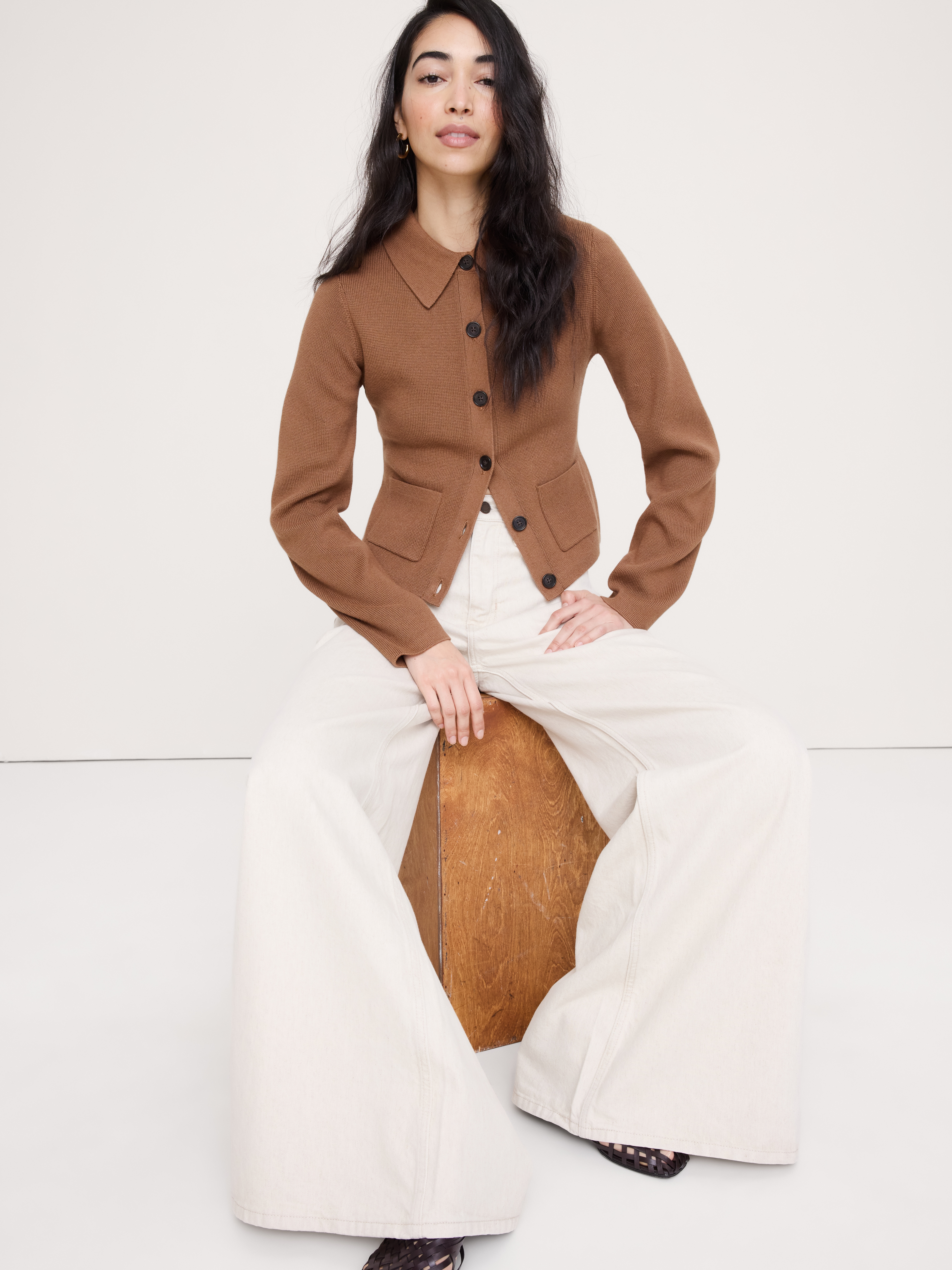 Larkspur Cotton-Silk Polo Cardigan