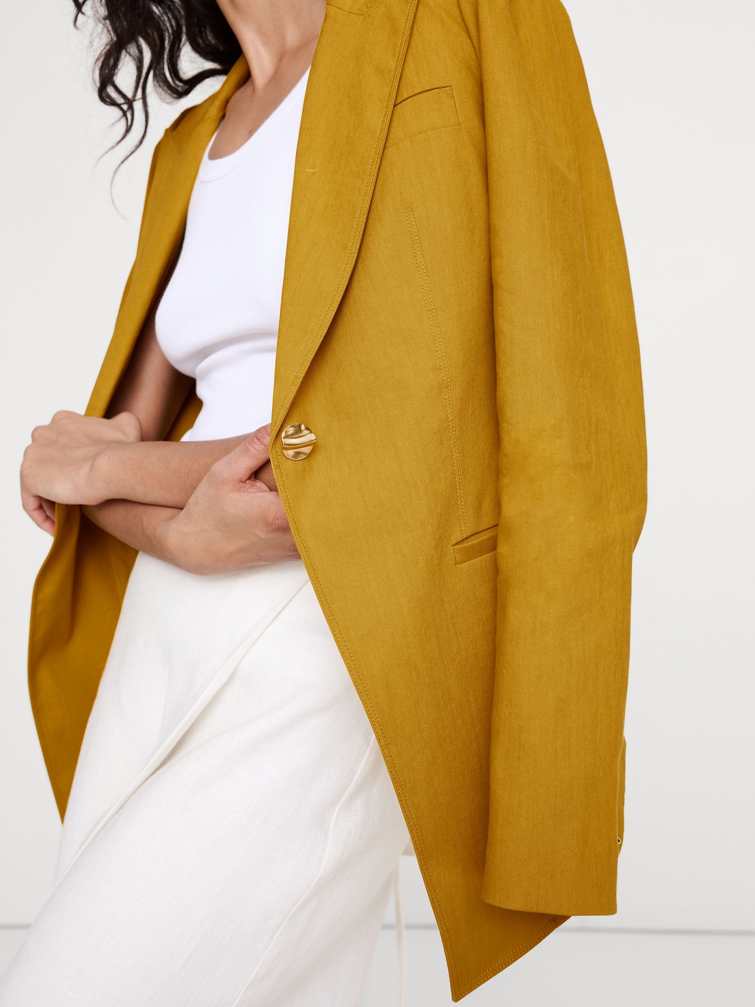 Image number 4 showing, Stretch Linen-Viscose Long Blazer