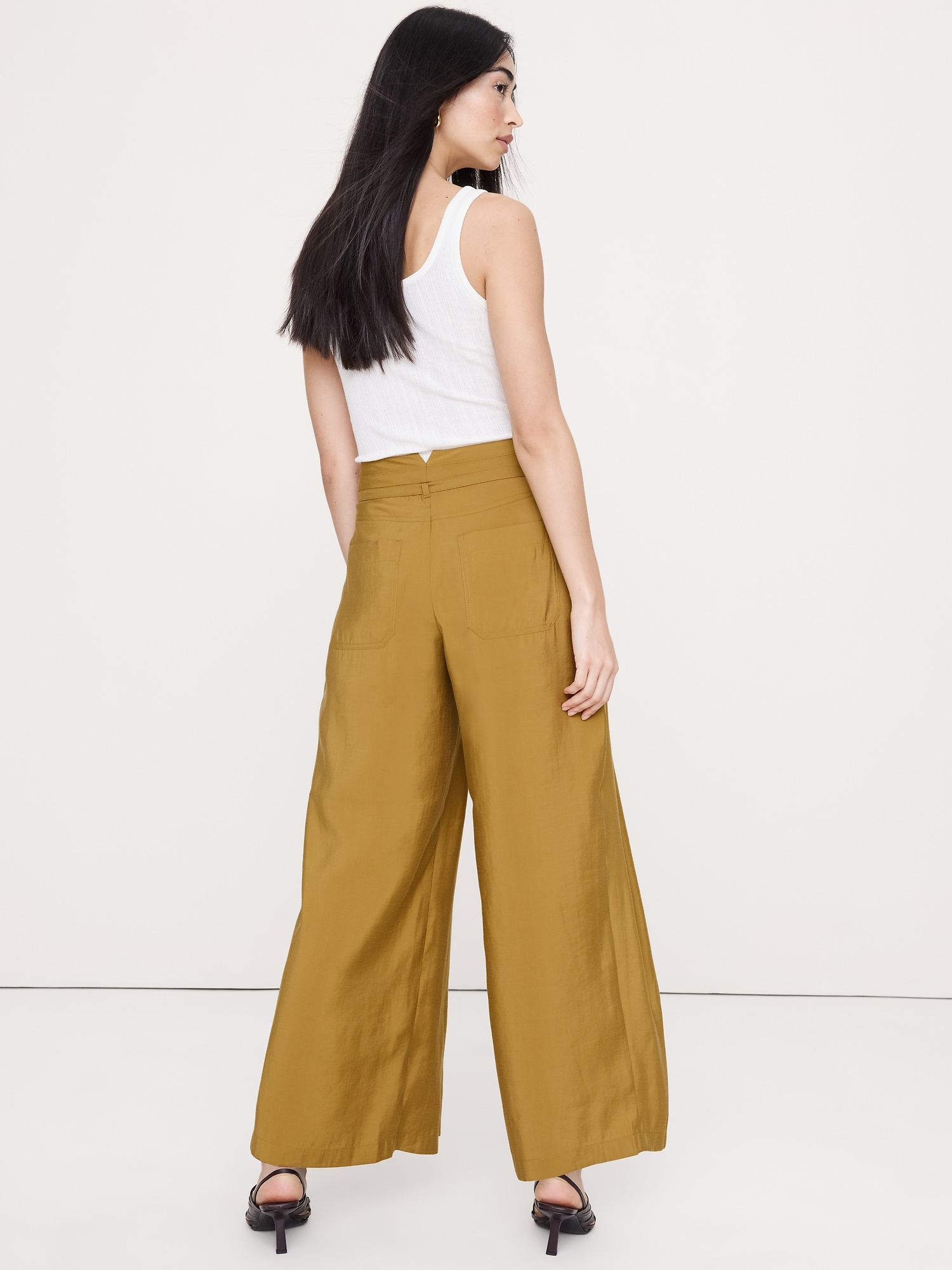 Image number 2 showing, Pleated Wide-Leg Cropped Pant in Luster Twill