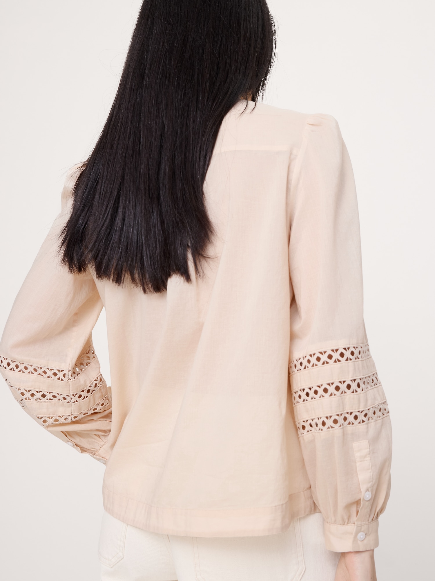 Image number 4 showing, Cotton Inset-Lace Blouse
