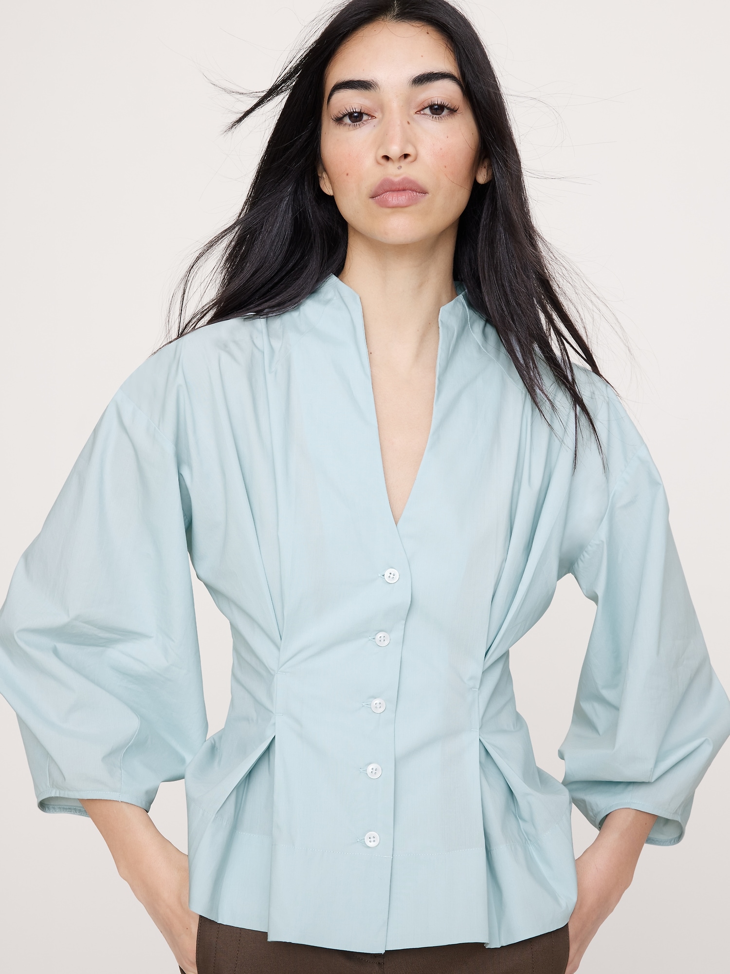 Image number 5 showing, Cotton Poplin Cinched-Waist Shirt