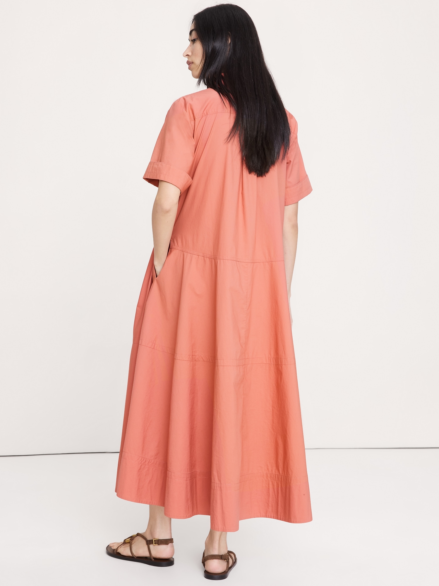 Image number 7 showing, Cotton Poplin Trapeze Maxi Shirt Dress