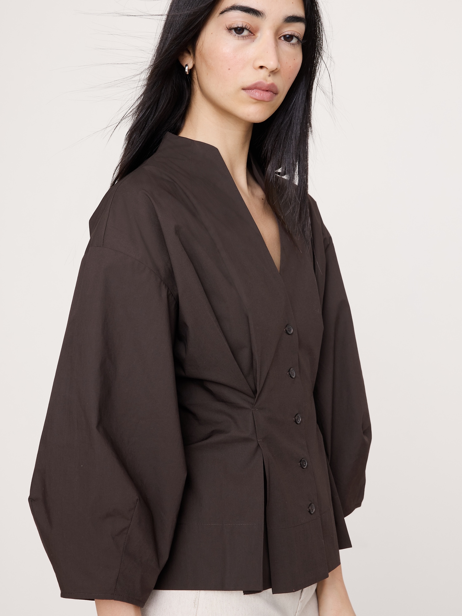 Image number 3 showing, Cotton Poplin Cinched-Waist Shirt