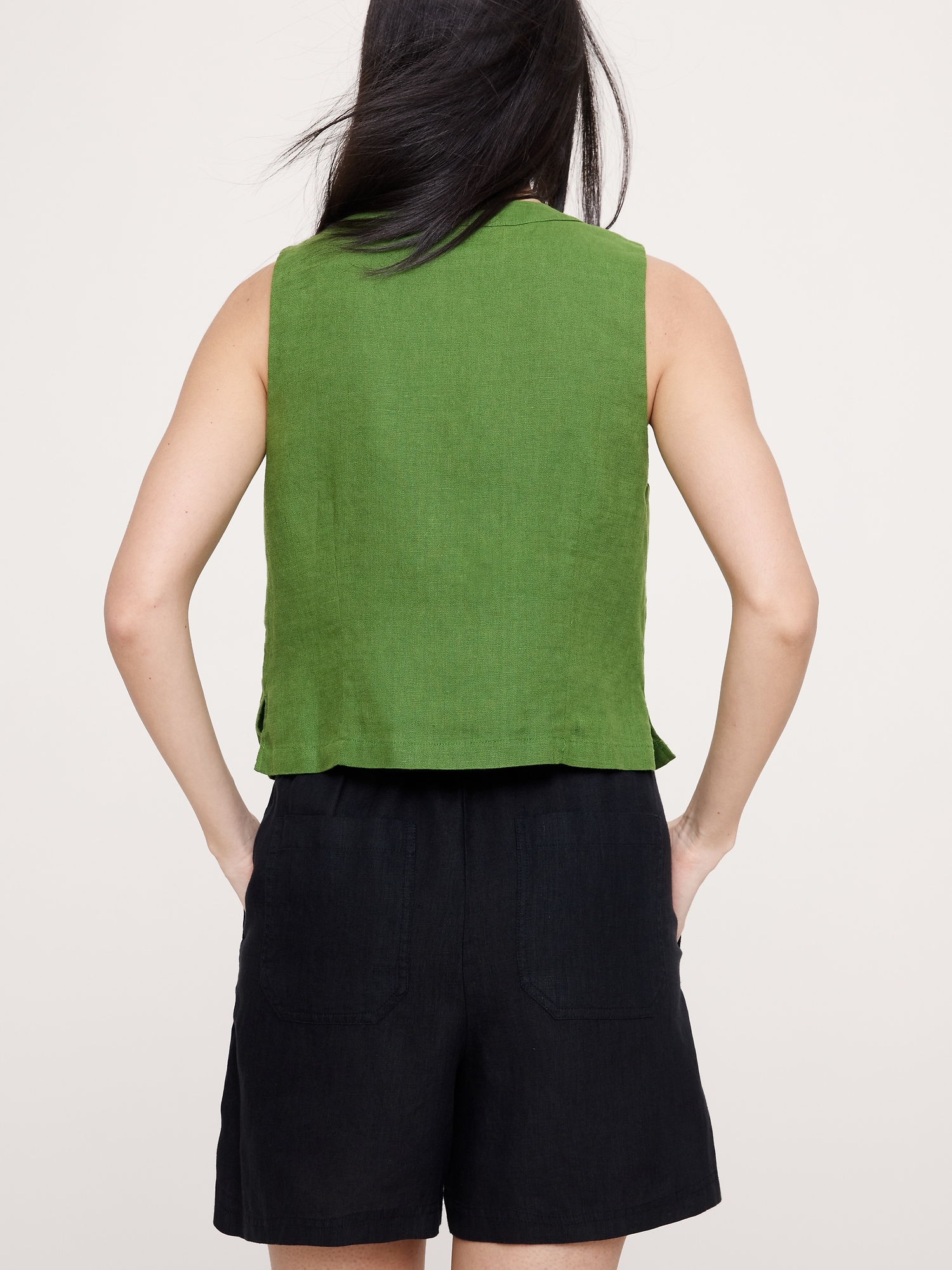 Image number 3 showing, Linen Lace-Trim Vest