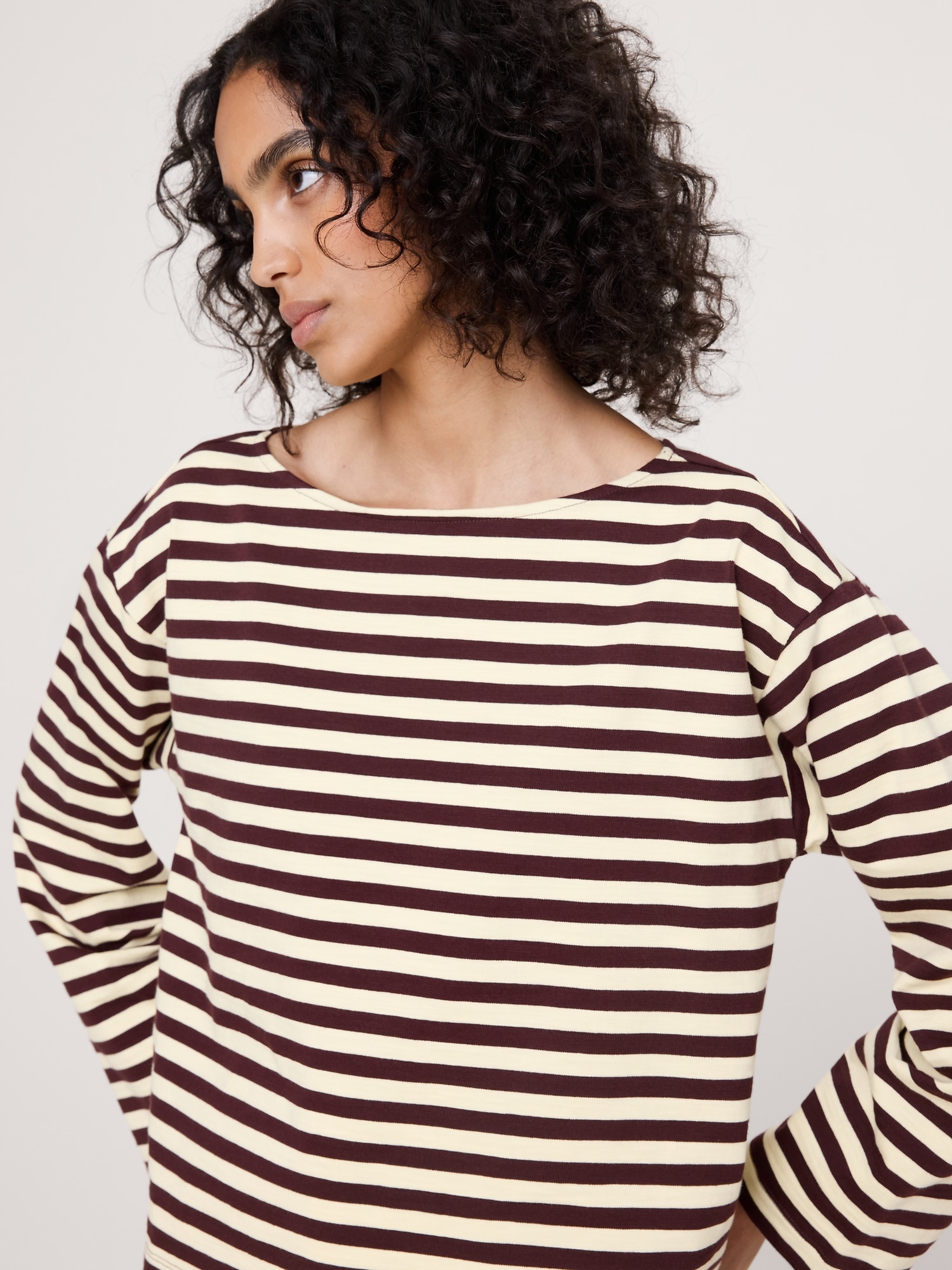 Image number 6 showing, Relaxed Cotton Boat-Neck Top