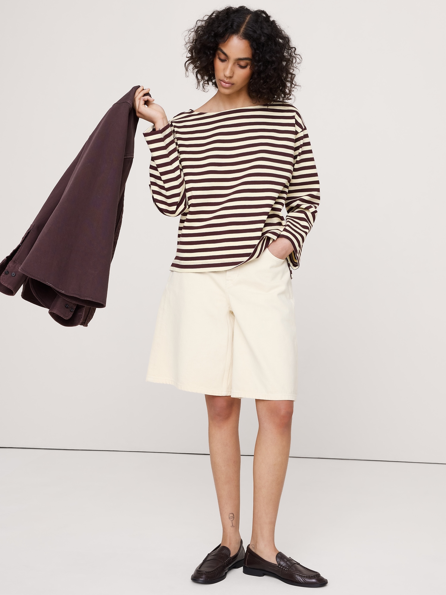 Image number 1 showing, Relaxed Cotton Boat-Neck Top