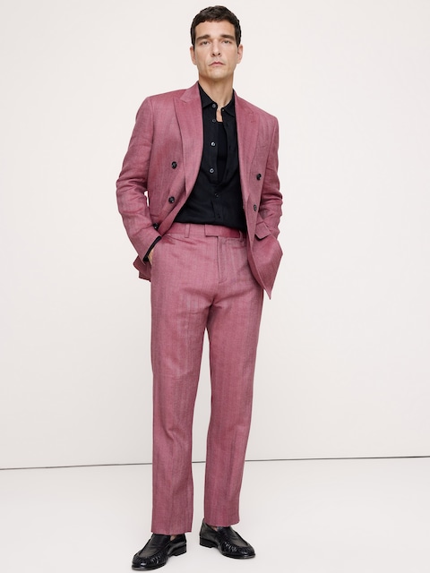 Straight Linen-Merino Suit Pant