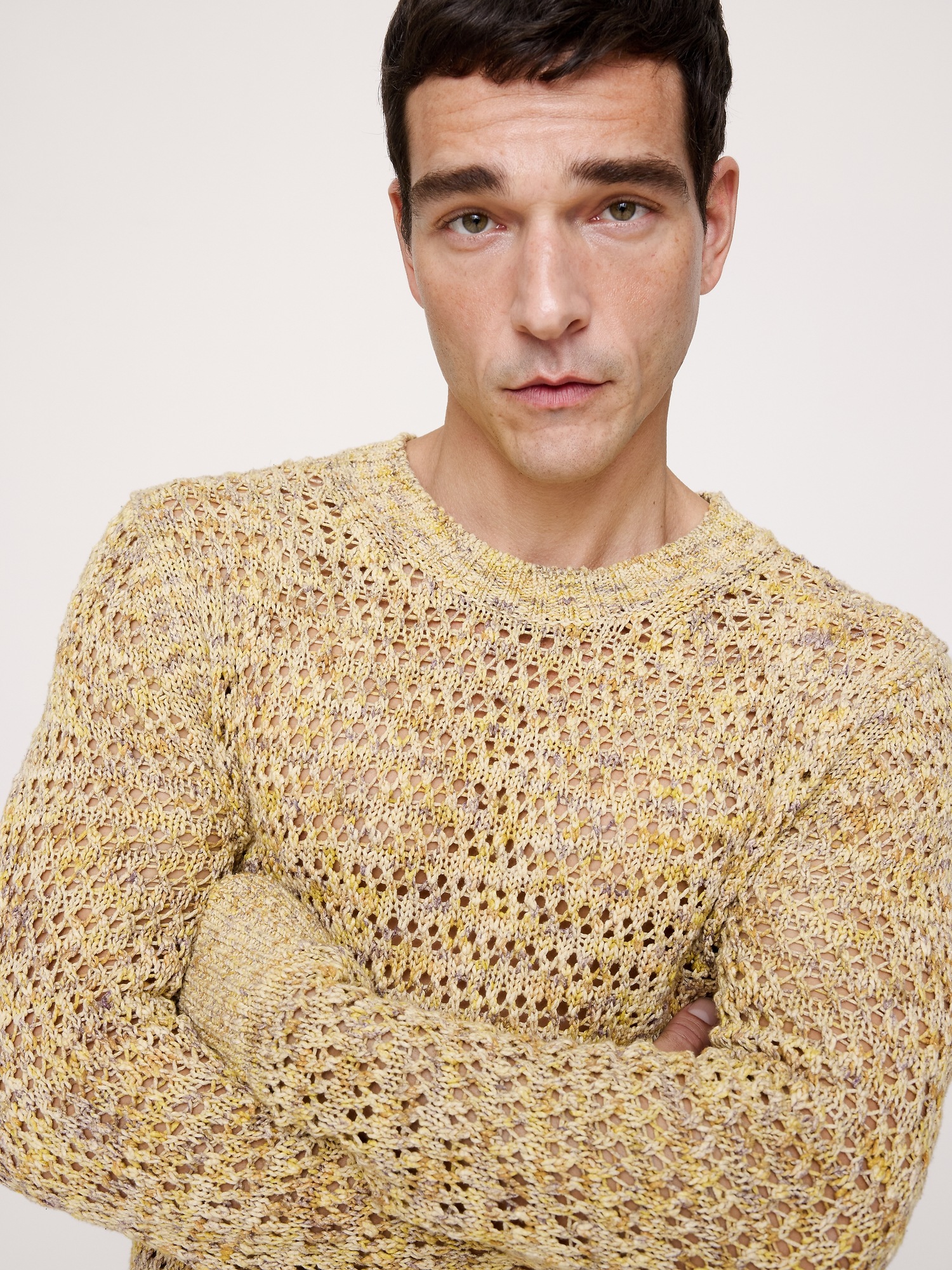 Мужской свитер Banana Republic Spacedye Cotton-Silk, цвет: Жёлтый — фото 3