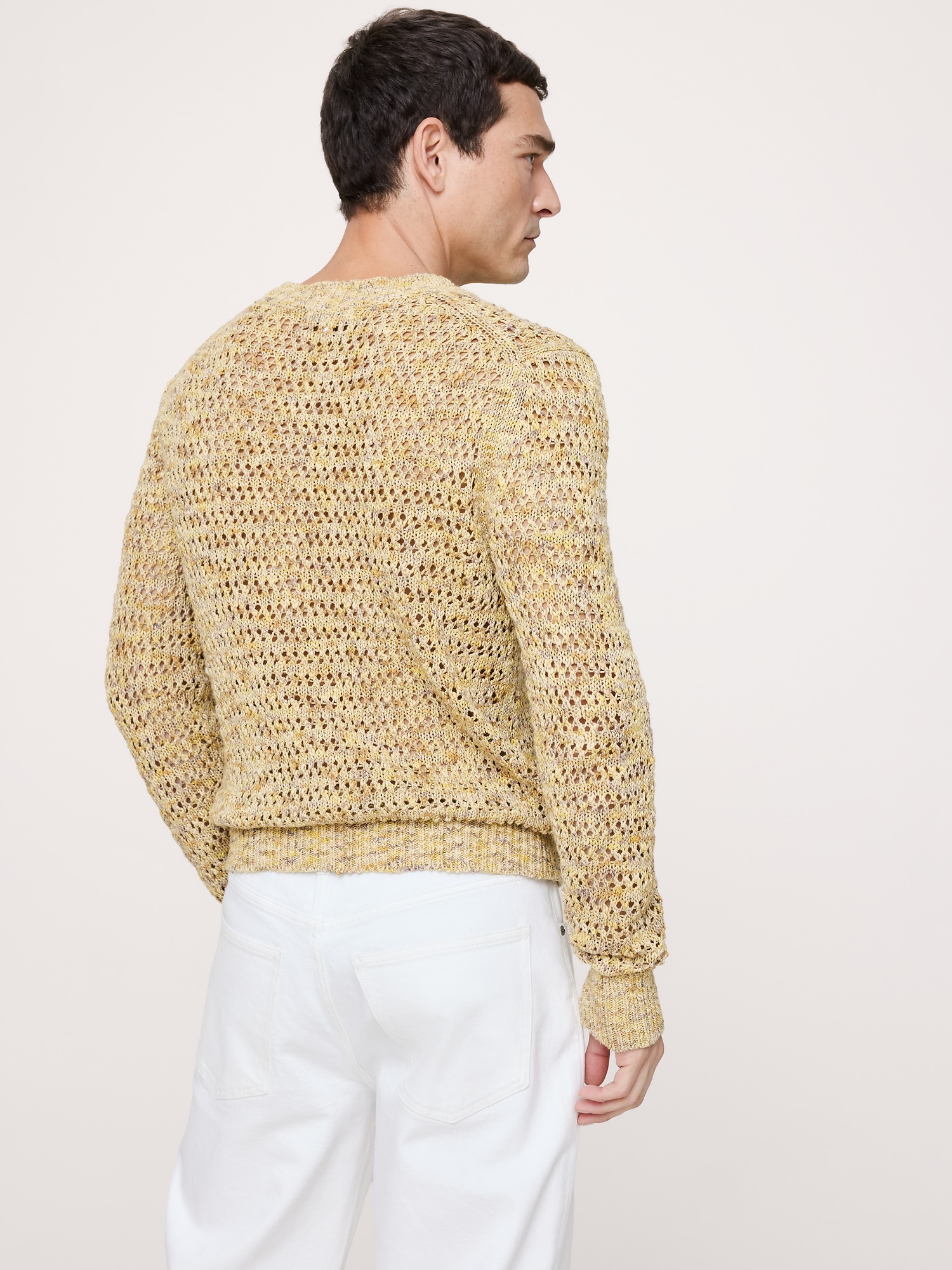 Мужской свитер Banana Republic Spacedye Cotton-Silk, цвет: Жёлтый — фото 2