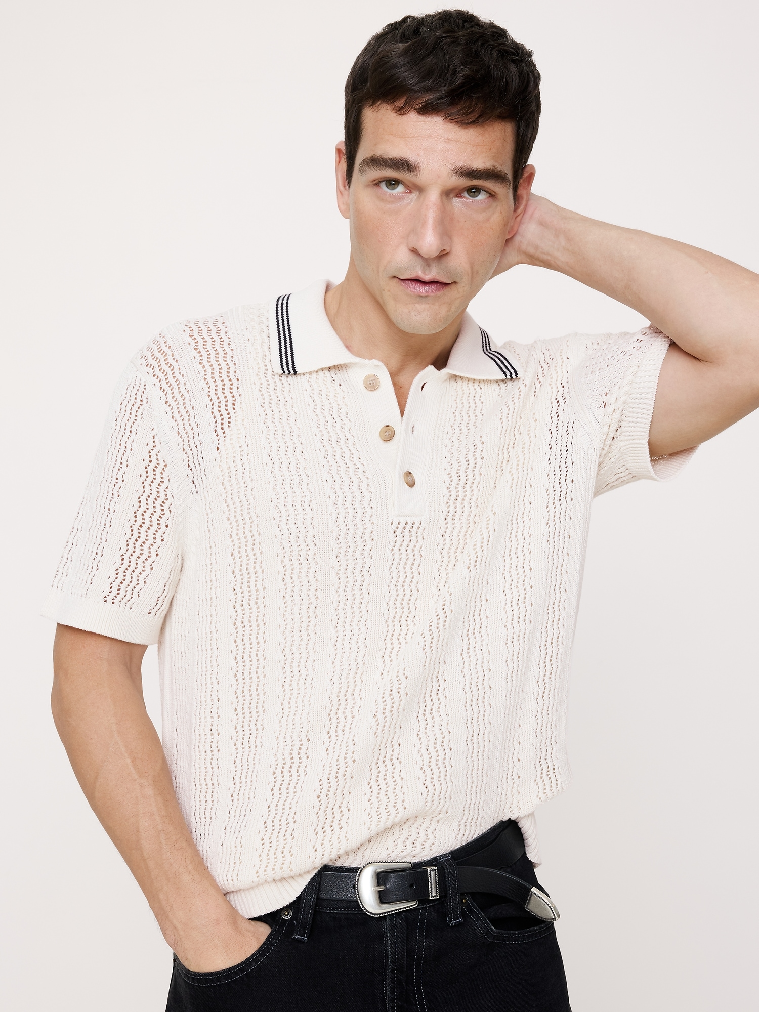 Cotton Zig-Zag Sweater Polo