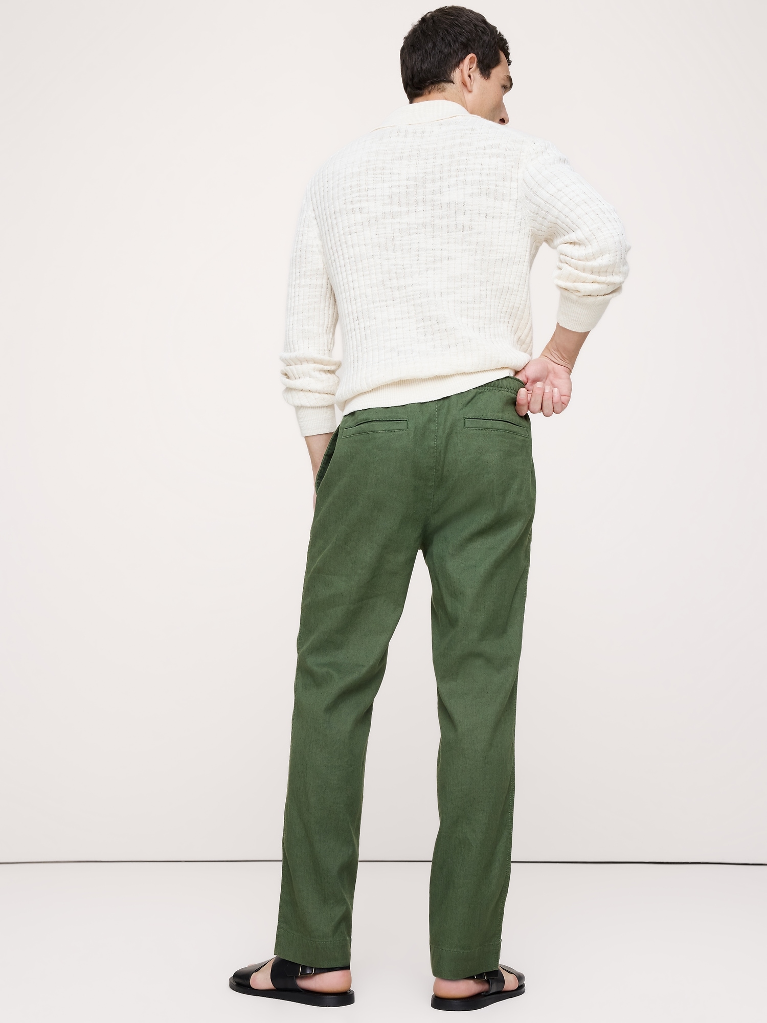 Image number 2 showing, Straight Italian Linen-Cotton Pull-On Pant