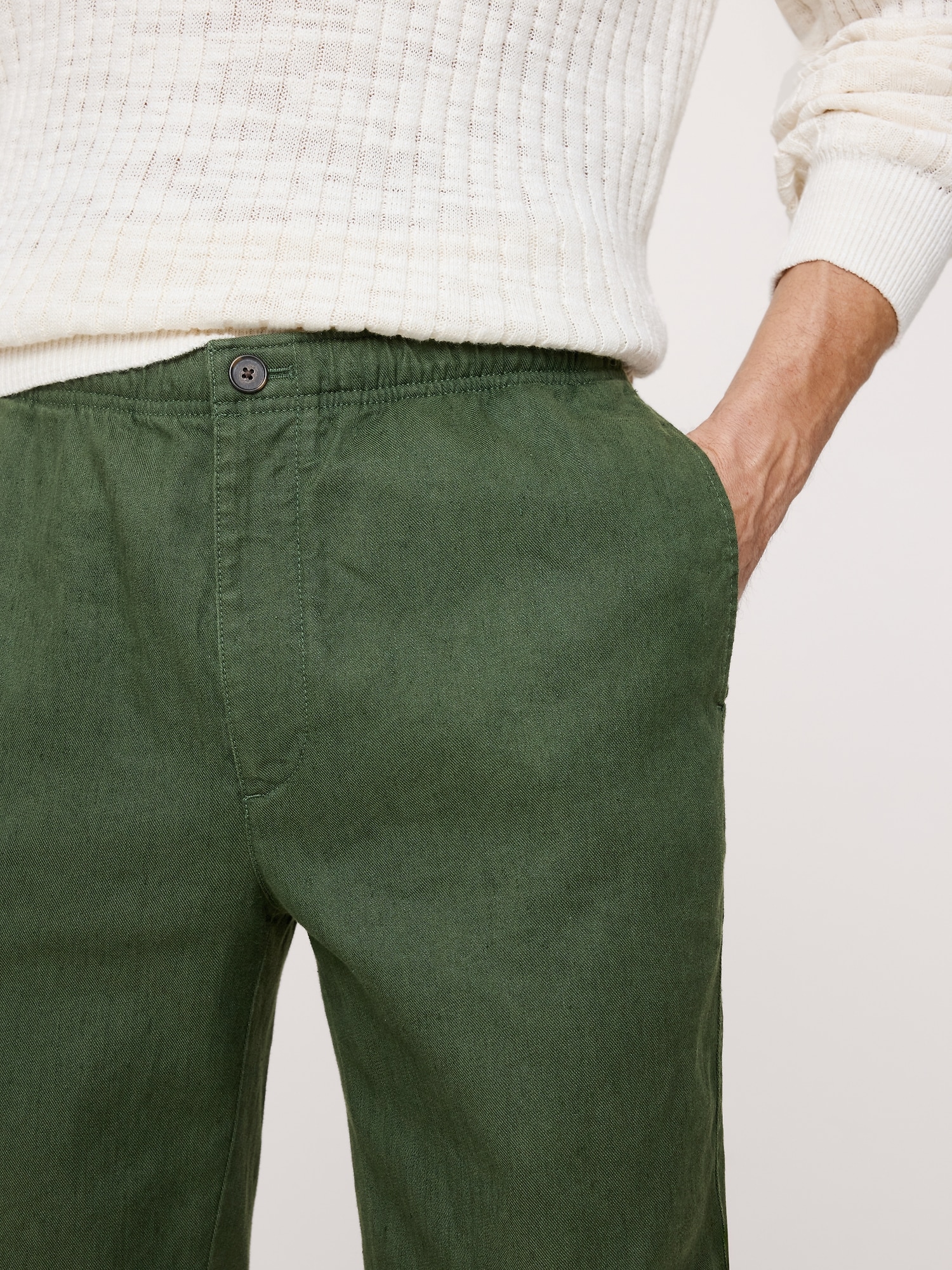 Image number 3 showing, Straight Italian Linen-Cotton Pull-On Pant