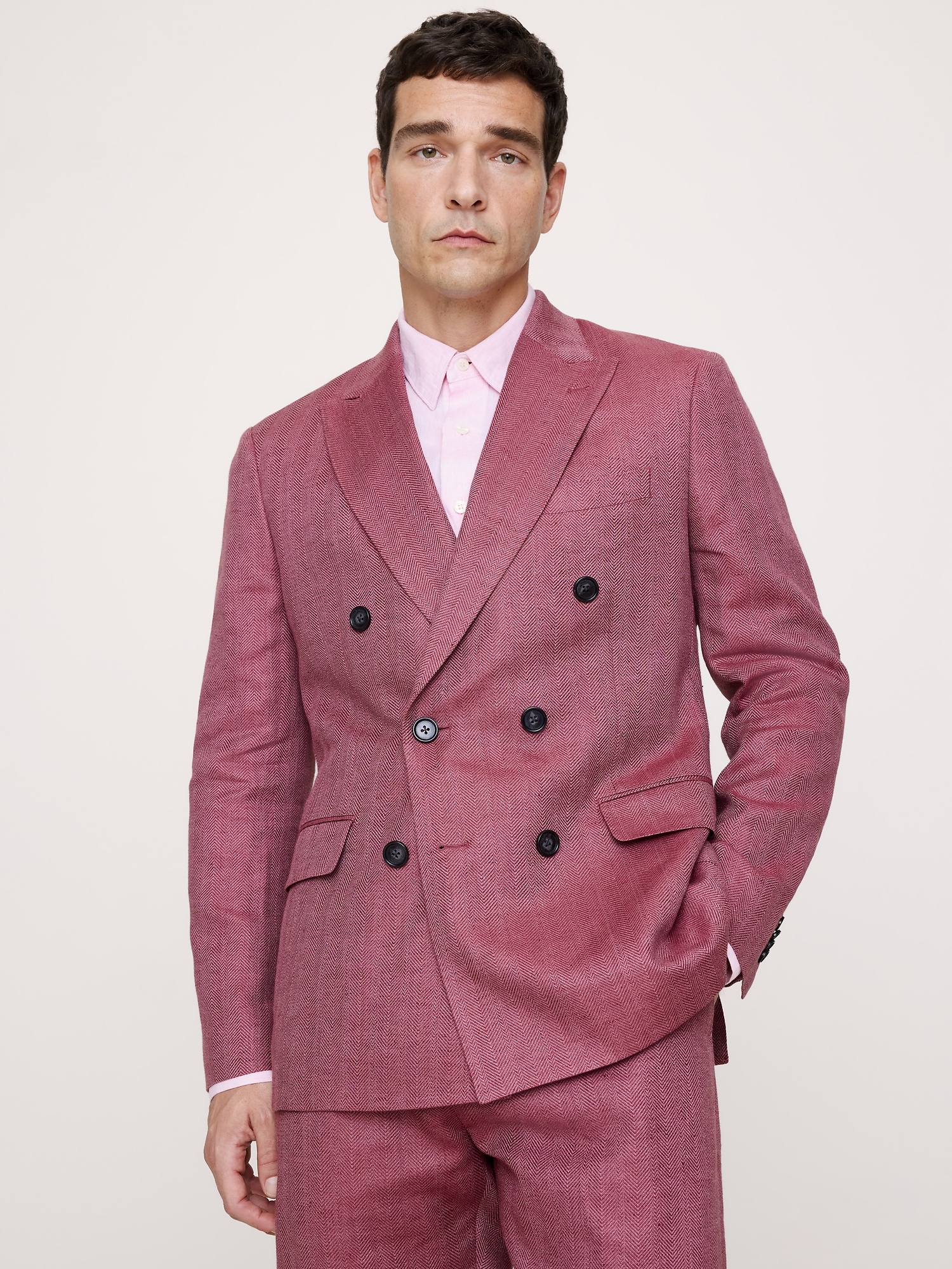 Image number 4 showing, Double-Breasted Linen-Merino Suit Jacket